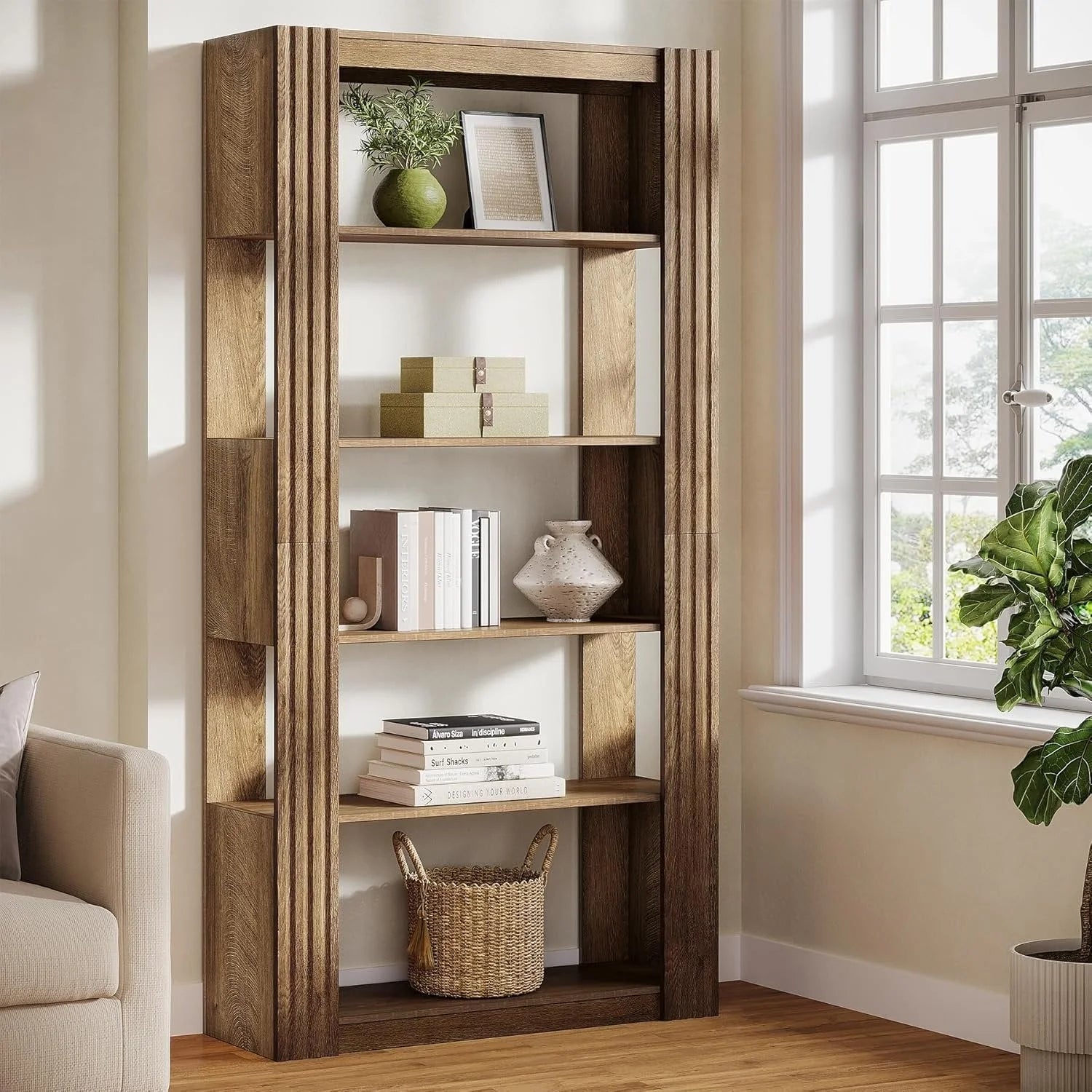 Hohes Bücherregal 180 cm mit 5 Ablagen
