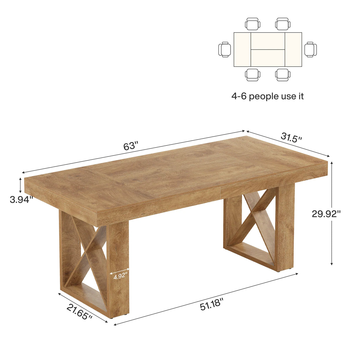Rechteckiger Esstisch 160 cm für 4-6 Personen