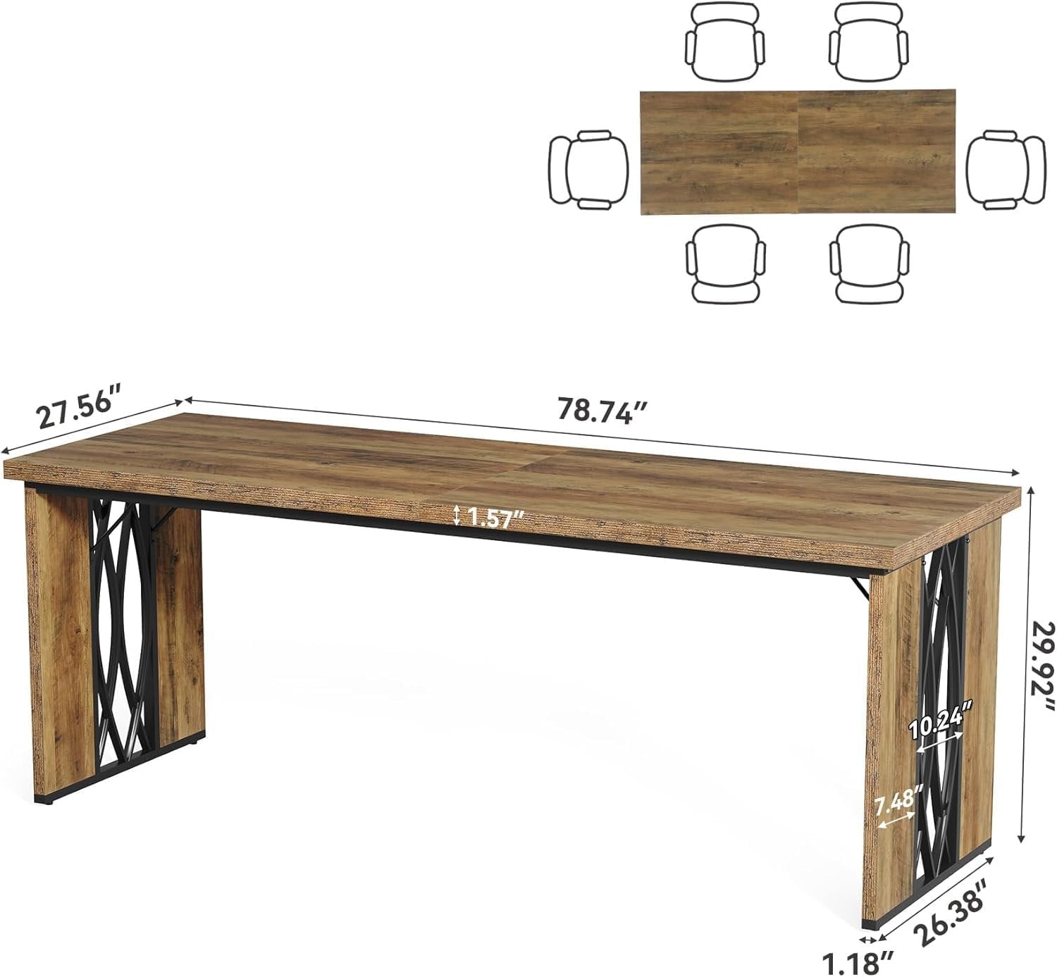 Industrieller Doppelschreibtisch 200 cm
