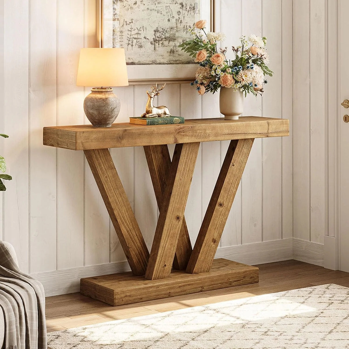 Massivholzkonsole 120 cm – Vintage-Stil