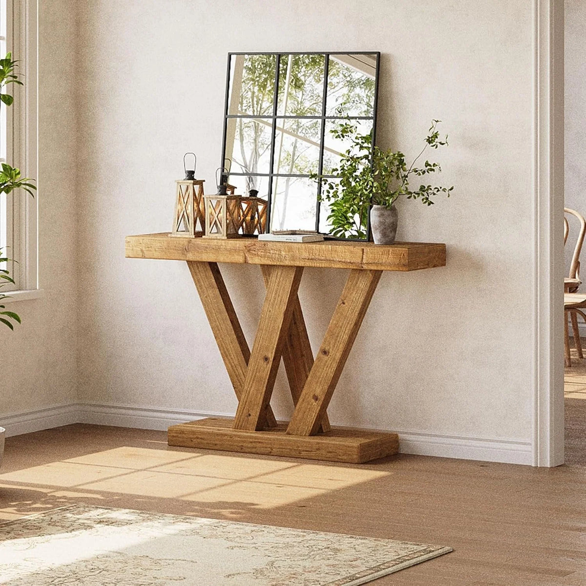 Massivholzkonsole 120 cm – Vintage-Stil