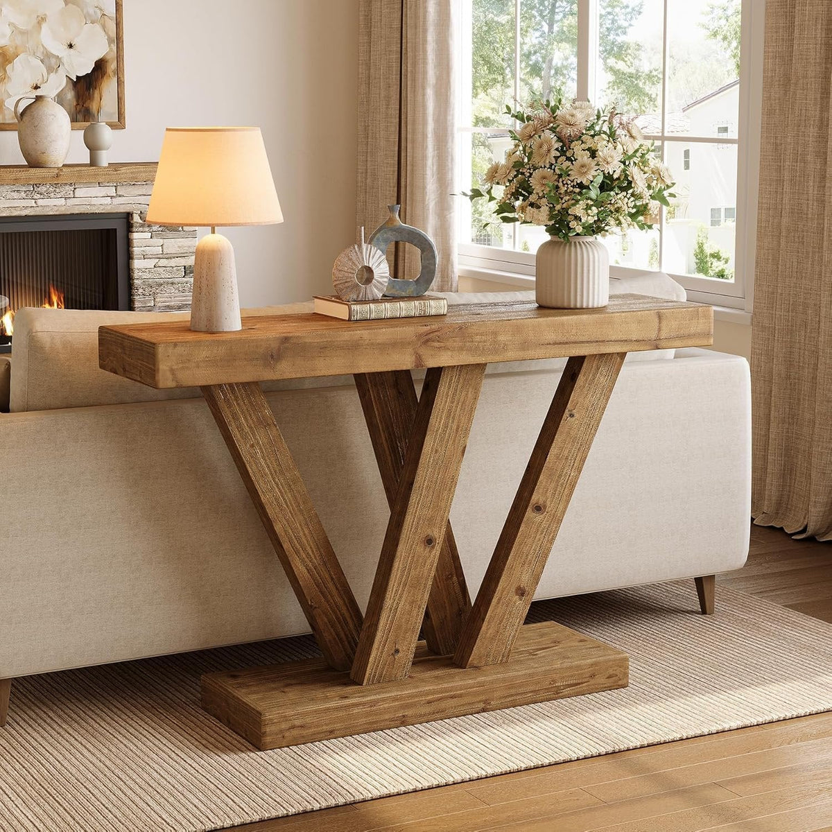 Massivholzkonsole 120 cm – Vintage-Stil