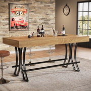 Bartisch 160 cm Industrie-Design mit Fußstütze Rustikalbraun