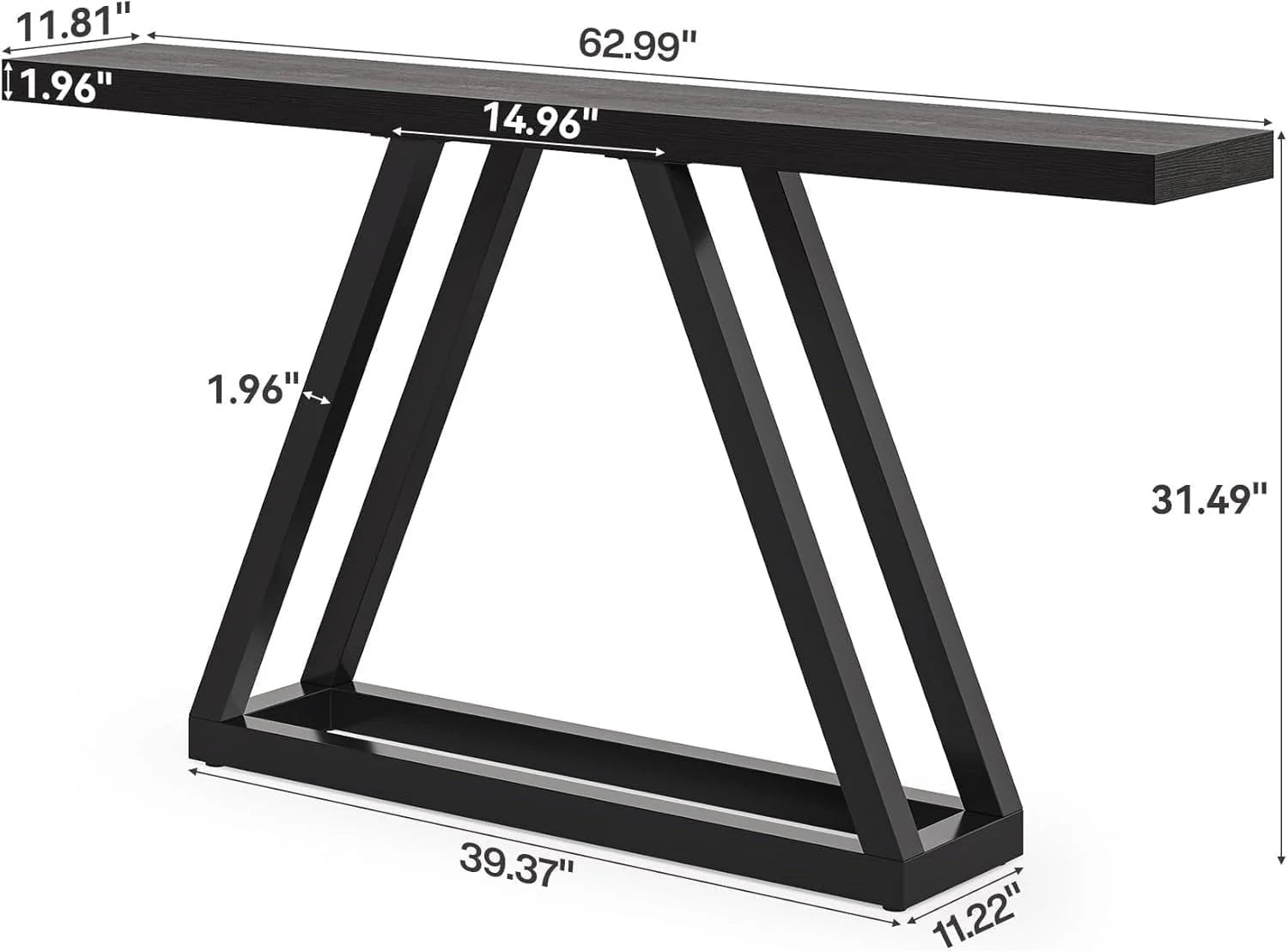 Schmale Industriekonsole 160 cm schwarz
