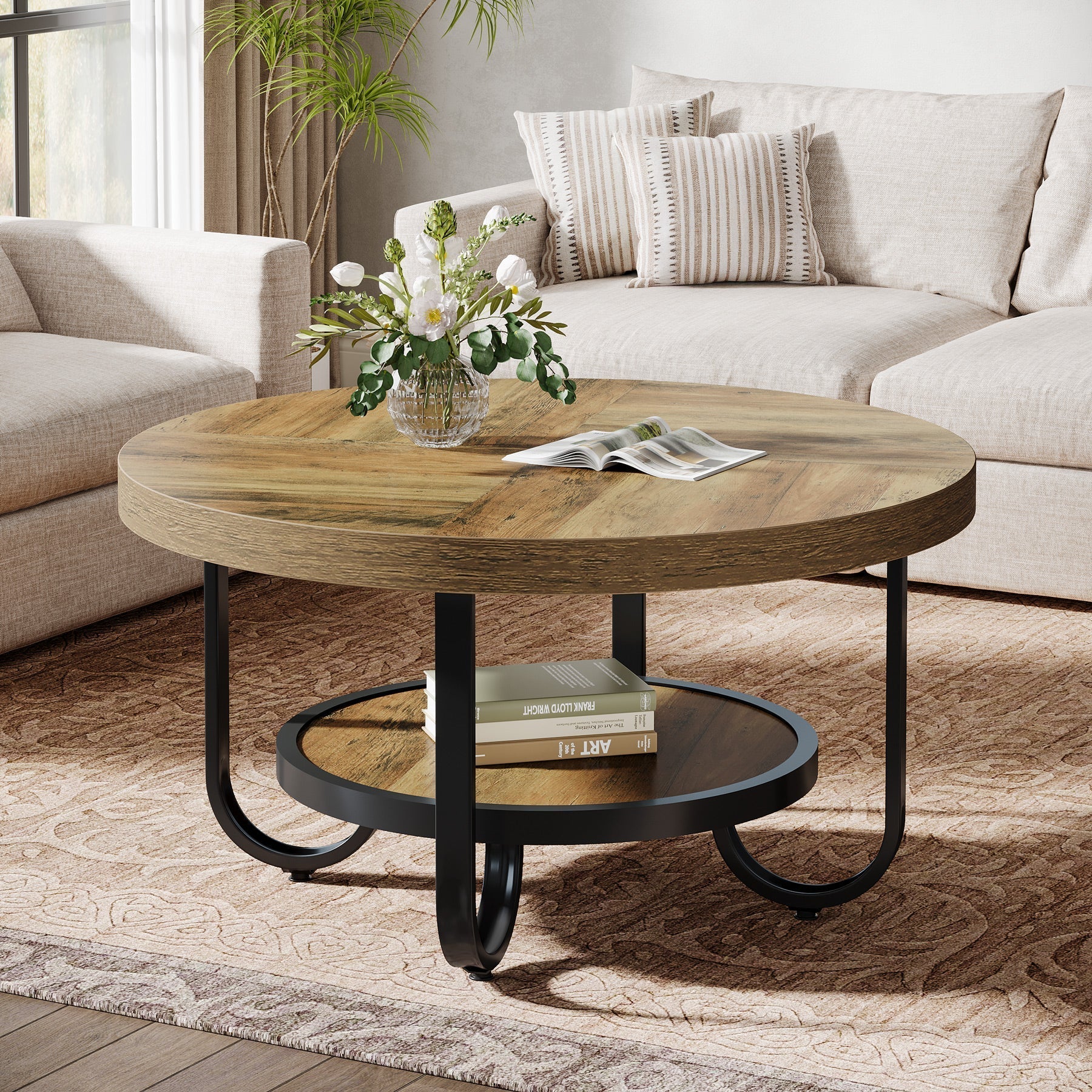 Runder Couchtisch mit Ablagen 79 cm