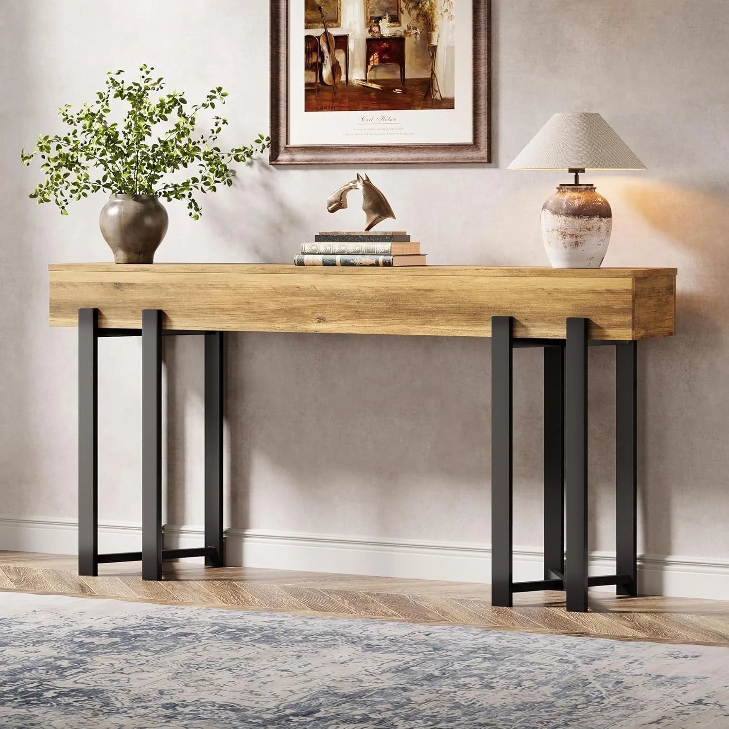 Rustikaler Konsolentisch 160 cm mit Metallgestell