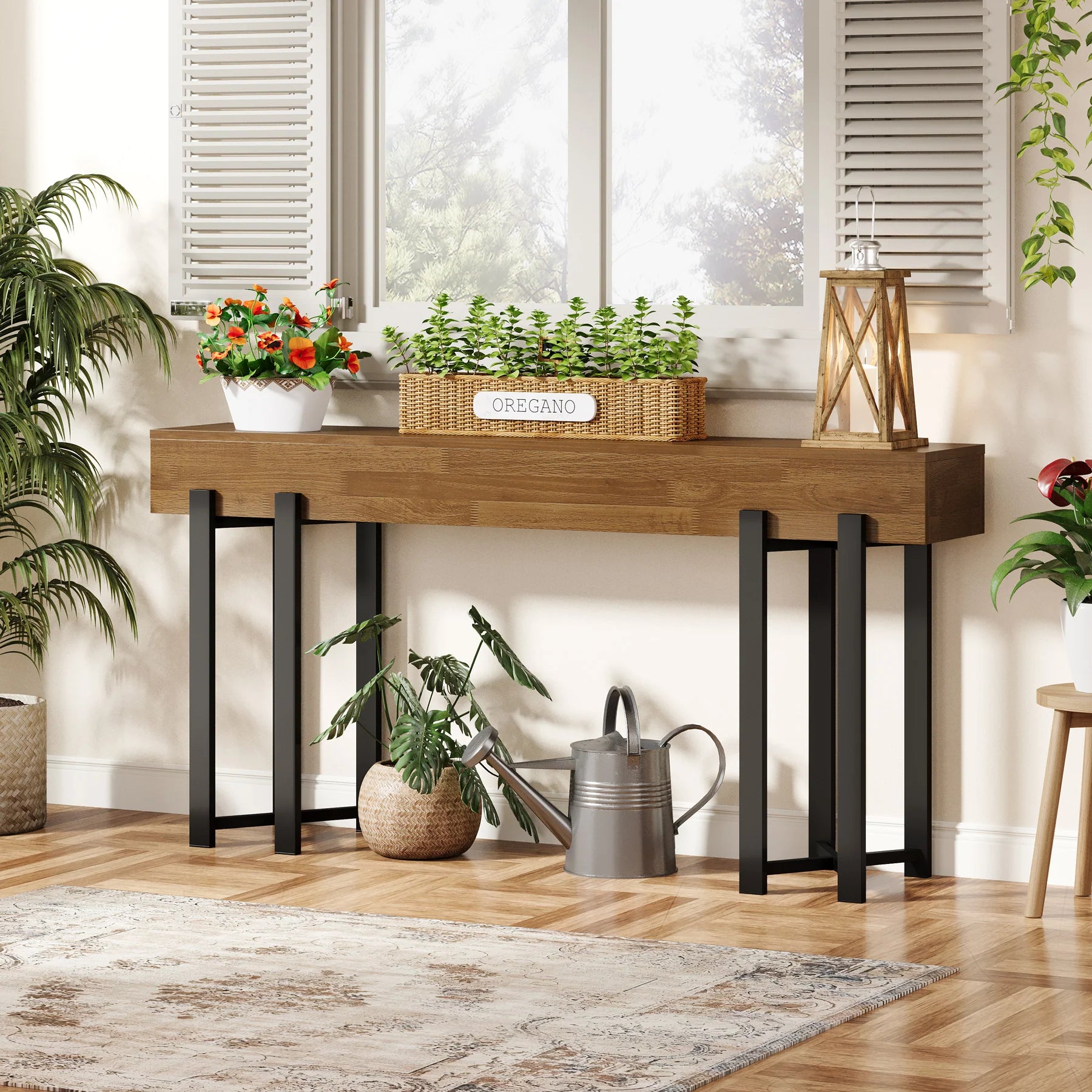 Rustikaler Konsolentisch 160 cm mit Metallgestell