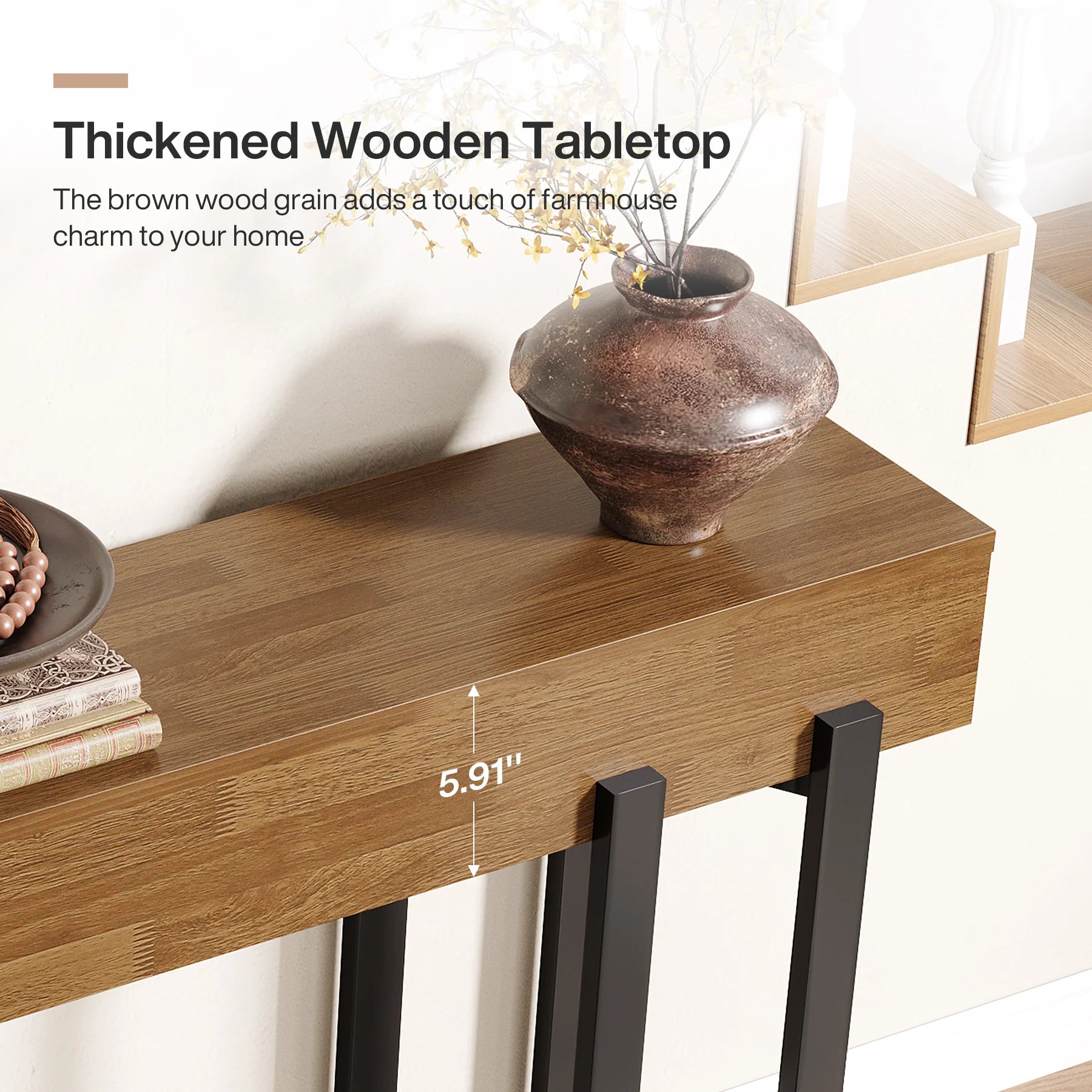 Rustikaler Konsolentisch 160 cm mit Metallgestell