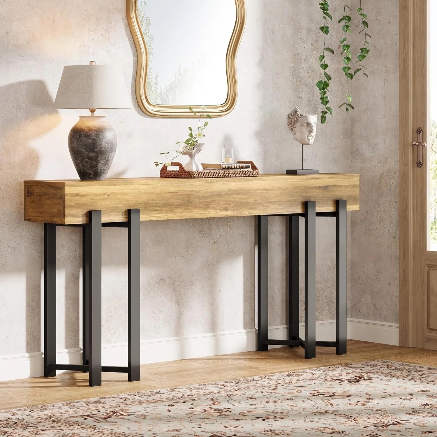 Rustikaler Konsolentisch 160 cm mit Metallgestell