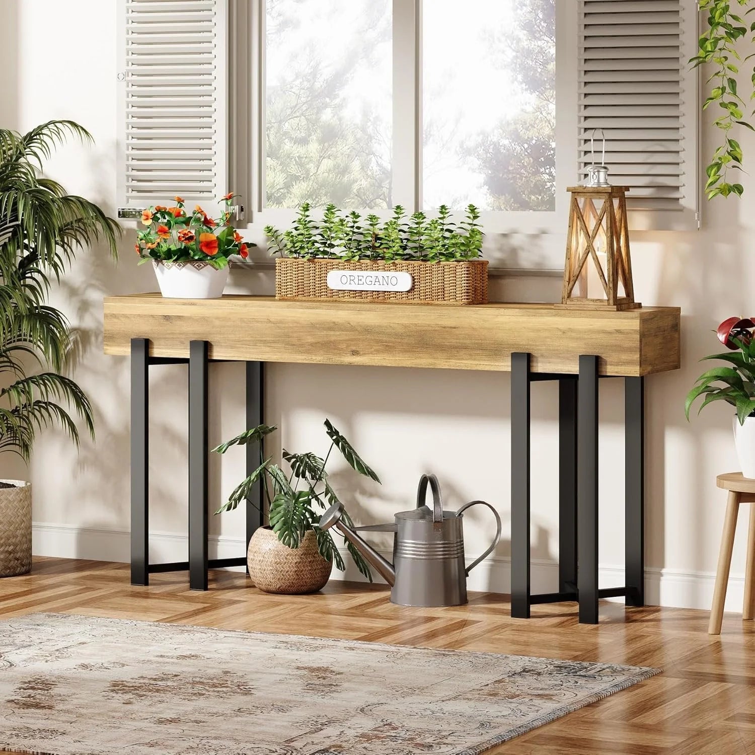 Rustikaler Konsolentisch 160 cm mit Metallgestell