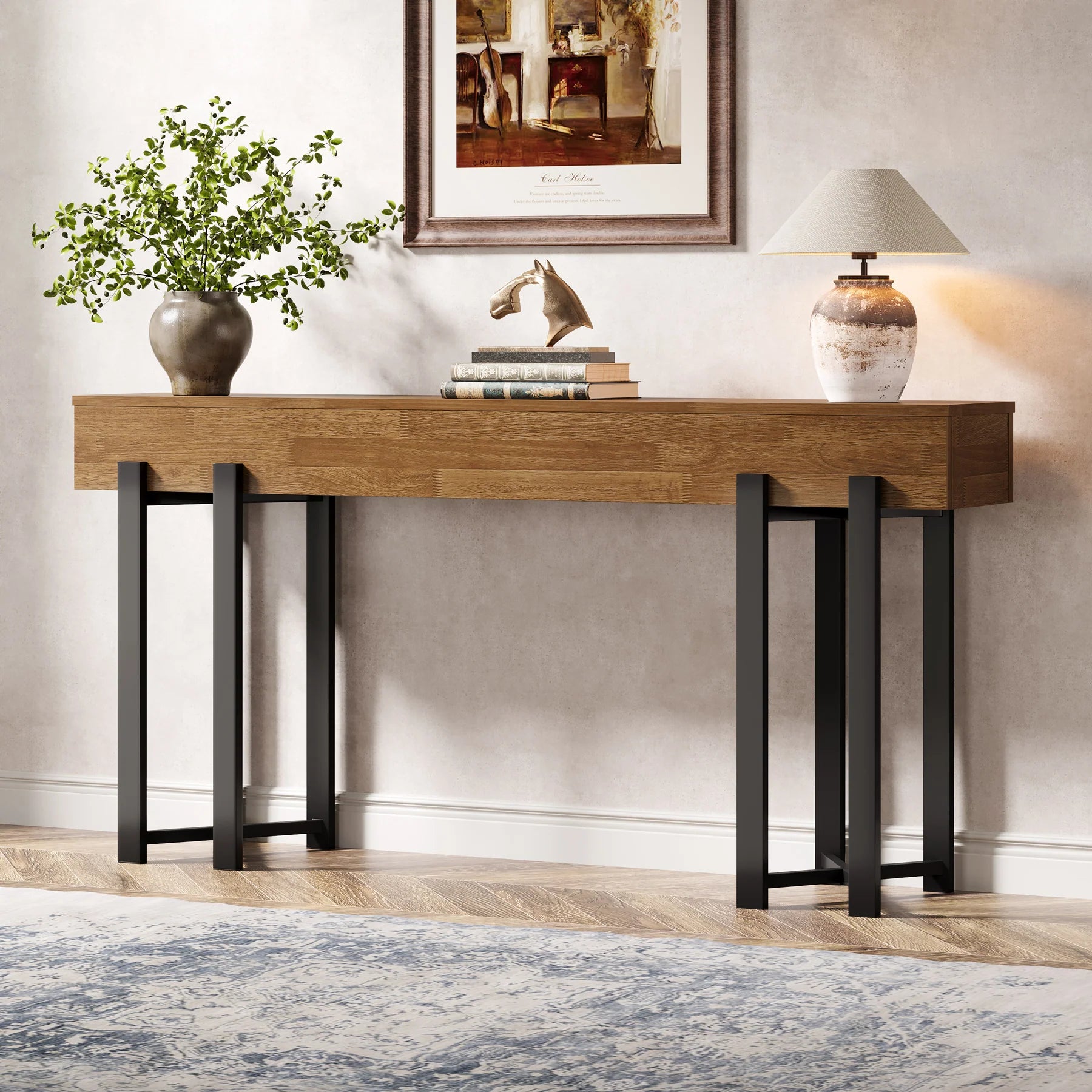 Rustikaler Konsolentisch 160 cm mit Metallgestell
