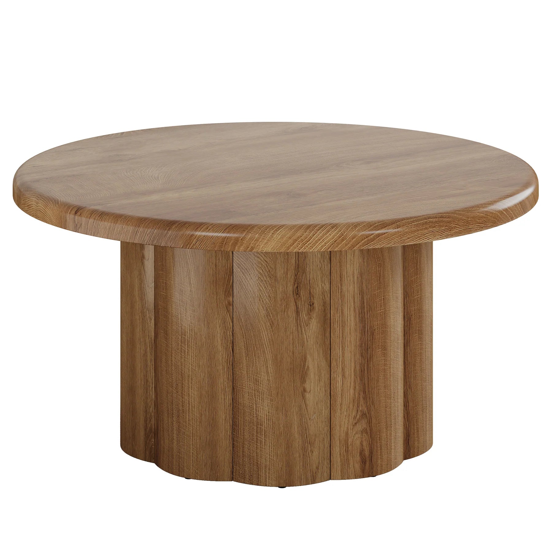 Runder Couchtisch 80 cm mit gerilltem Bronzeuntergestell