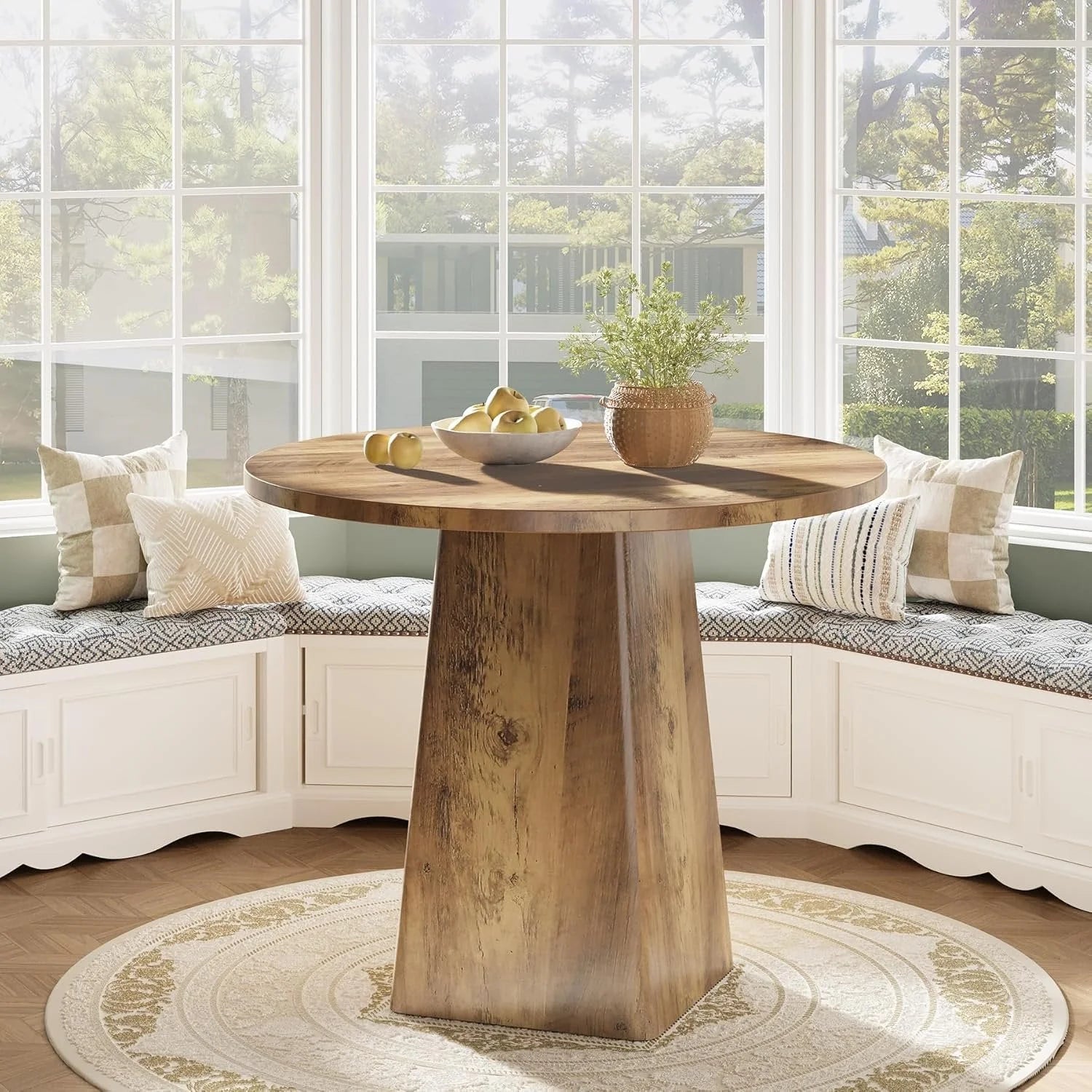 Runder Küchen-Esstisch Landhausstil 80 cm braun