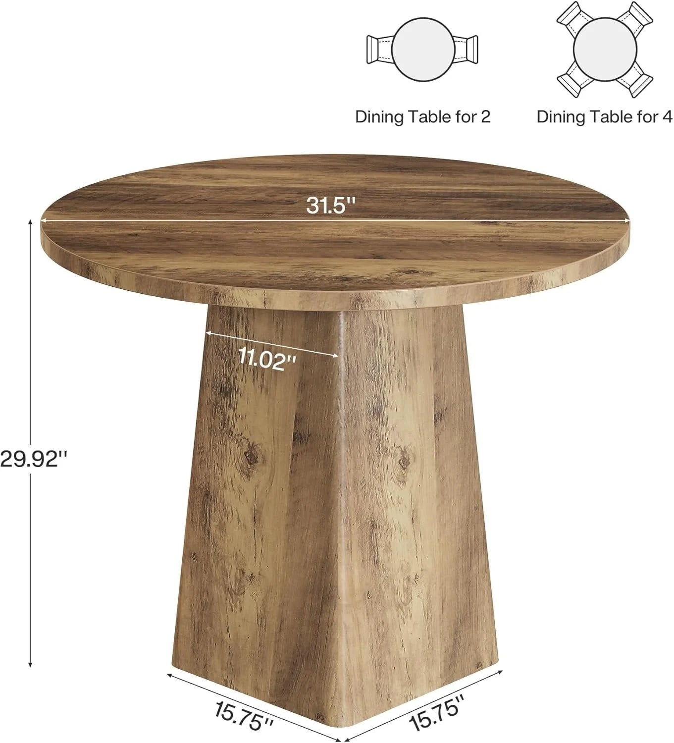 Runder Küchen-Esstisch Landhausstil 80 cm braun
