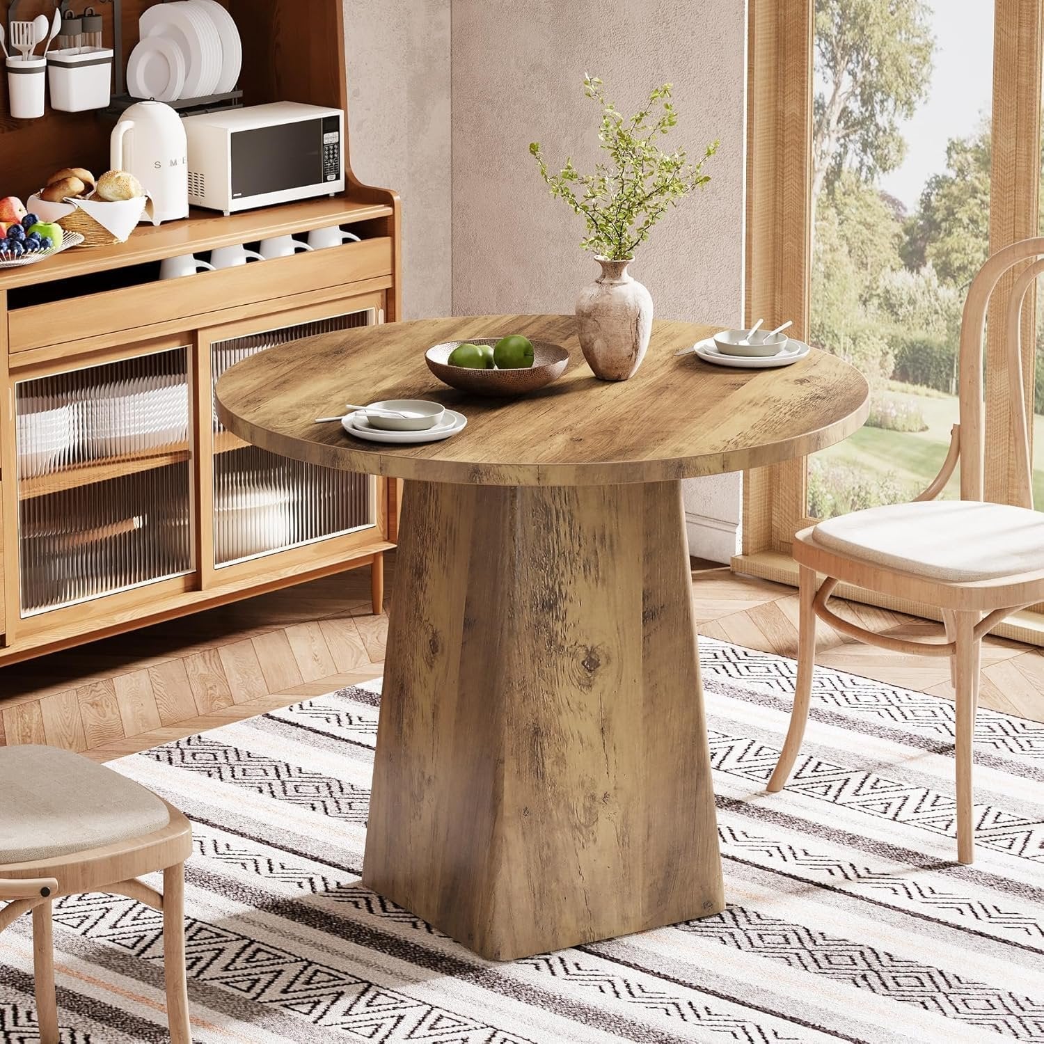 Runder Küchen-Esstisch Landhausstil 80 cm braun