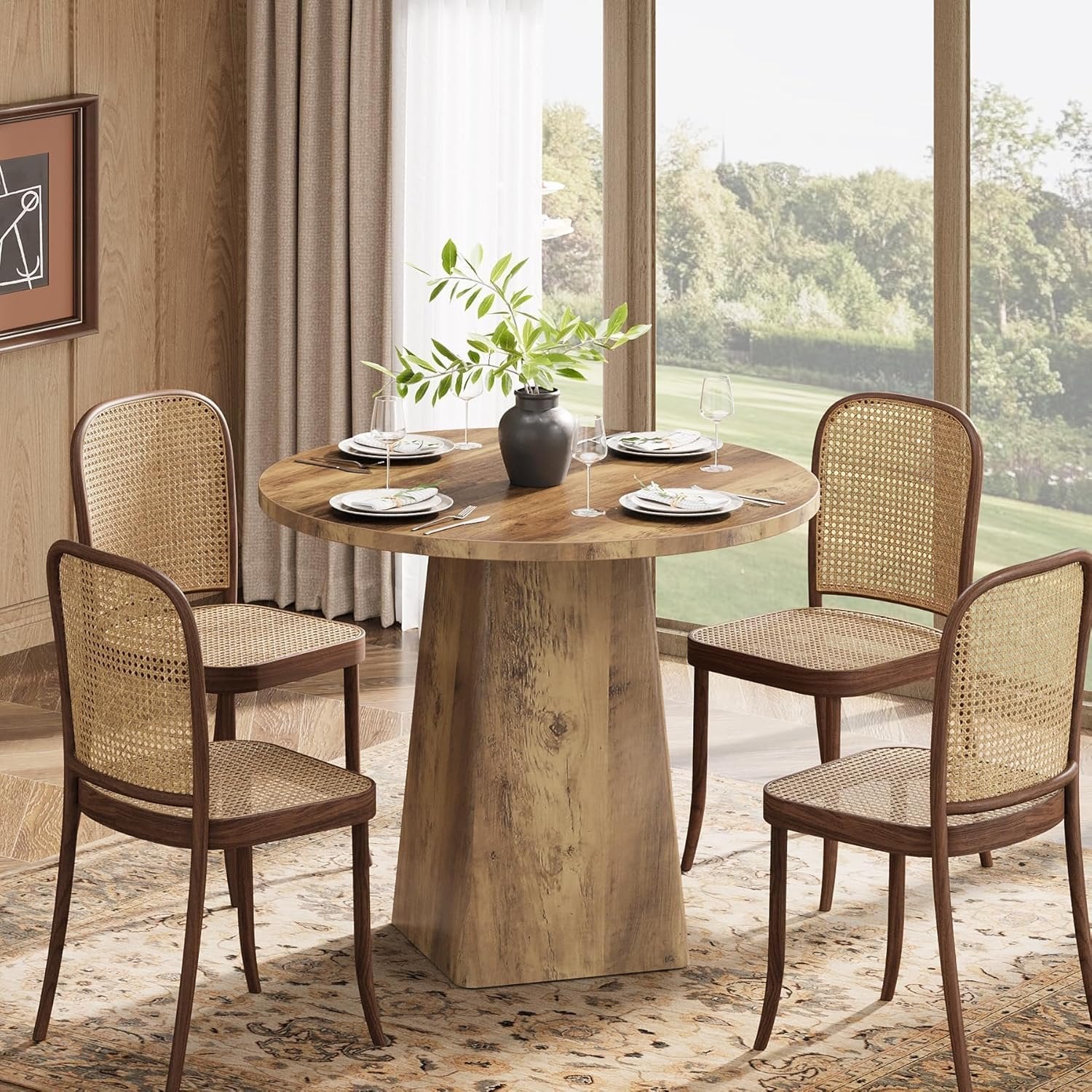 Runder Küchen-Esstisch Landhausstil 80 cm braun