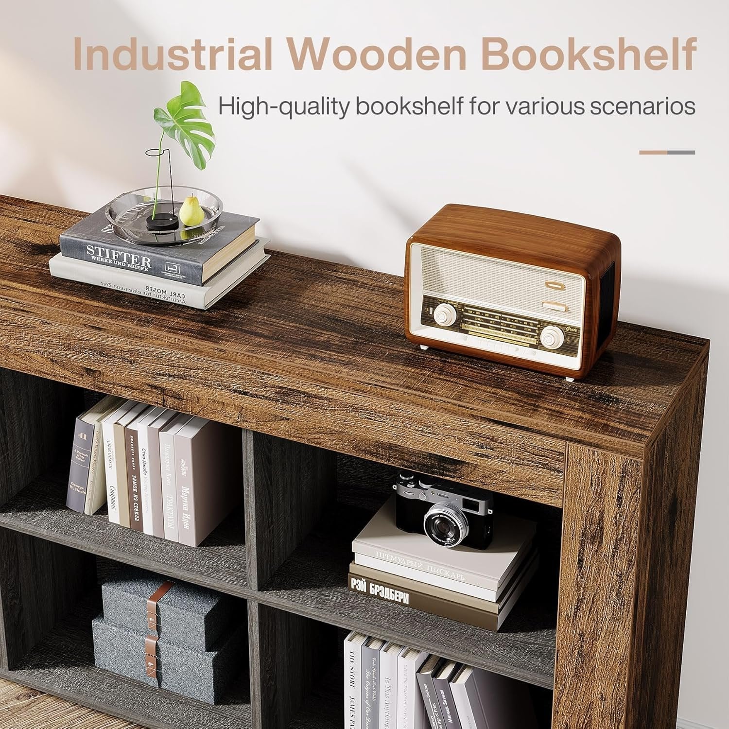 Industrielles 6-stufiges Bücherregal mit rustikaler Oberfläche