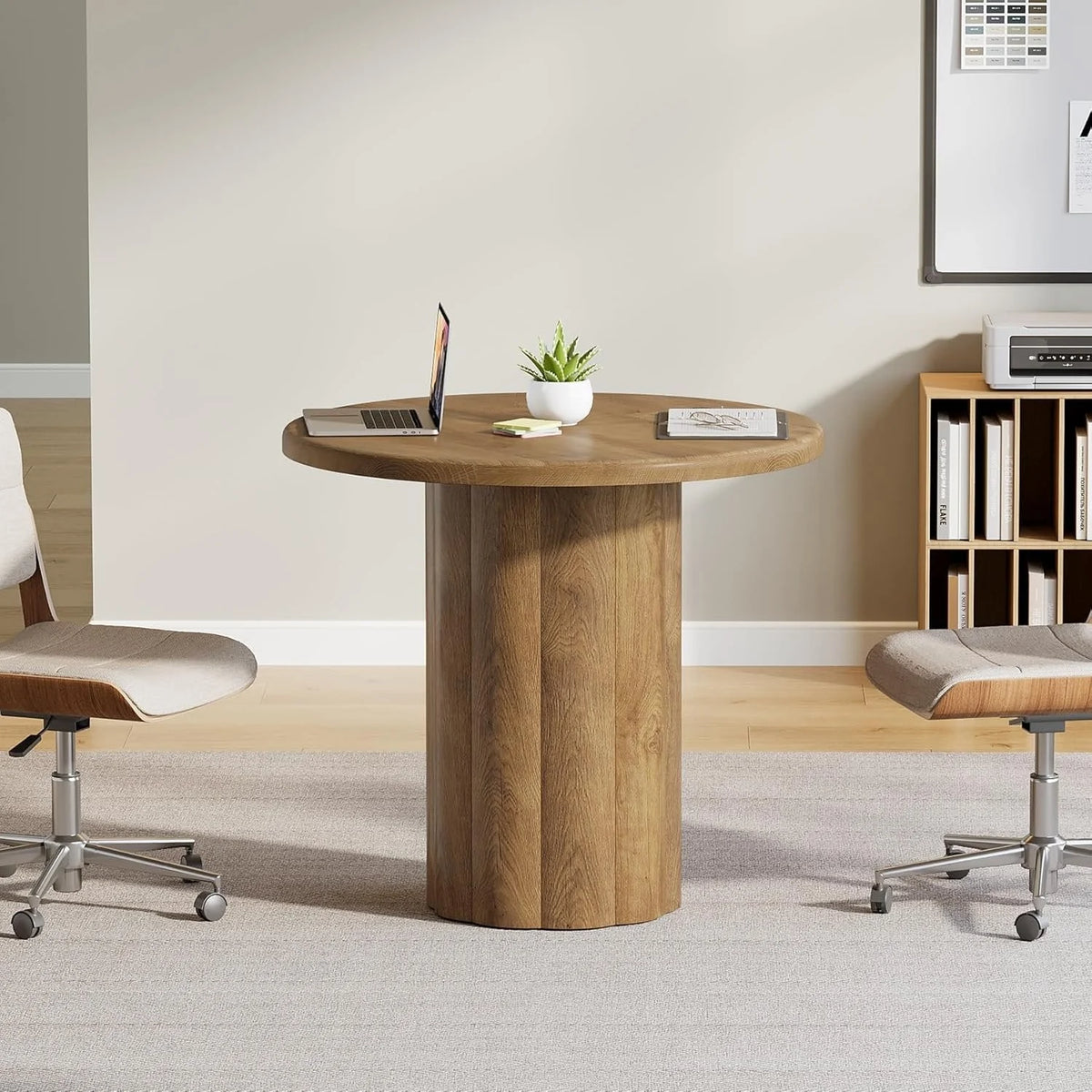 Runder Konferenztisch 80 cm braun