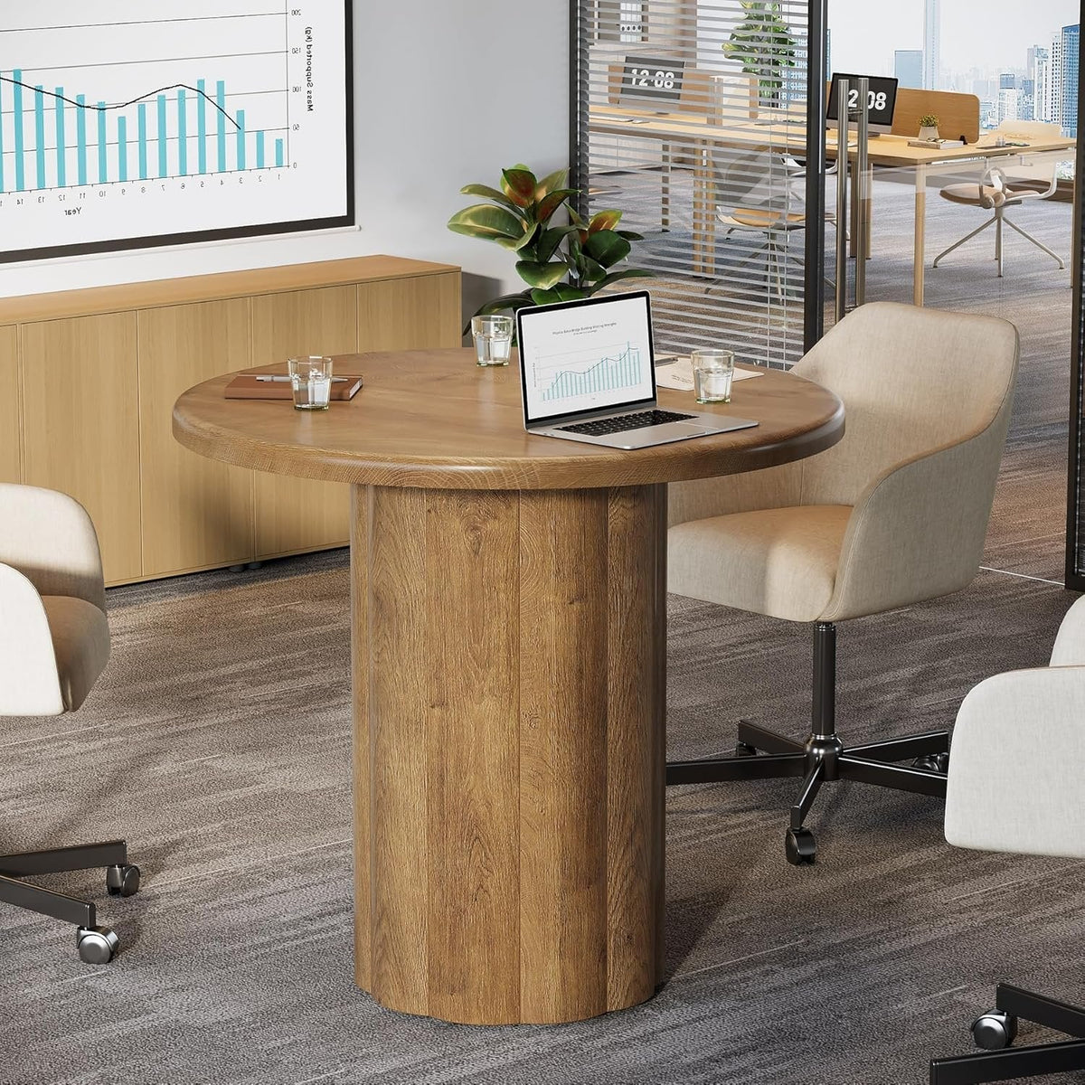 Runder Konferenztisch 80 cm braun