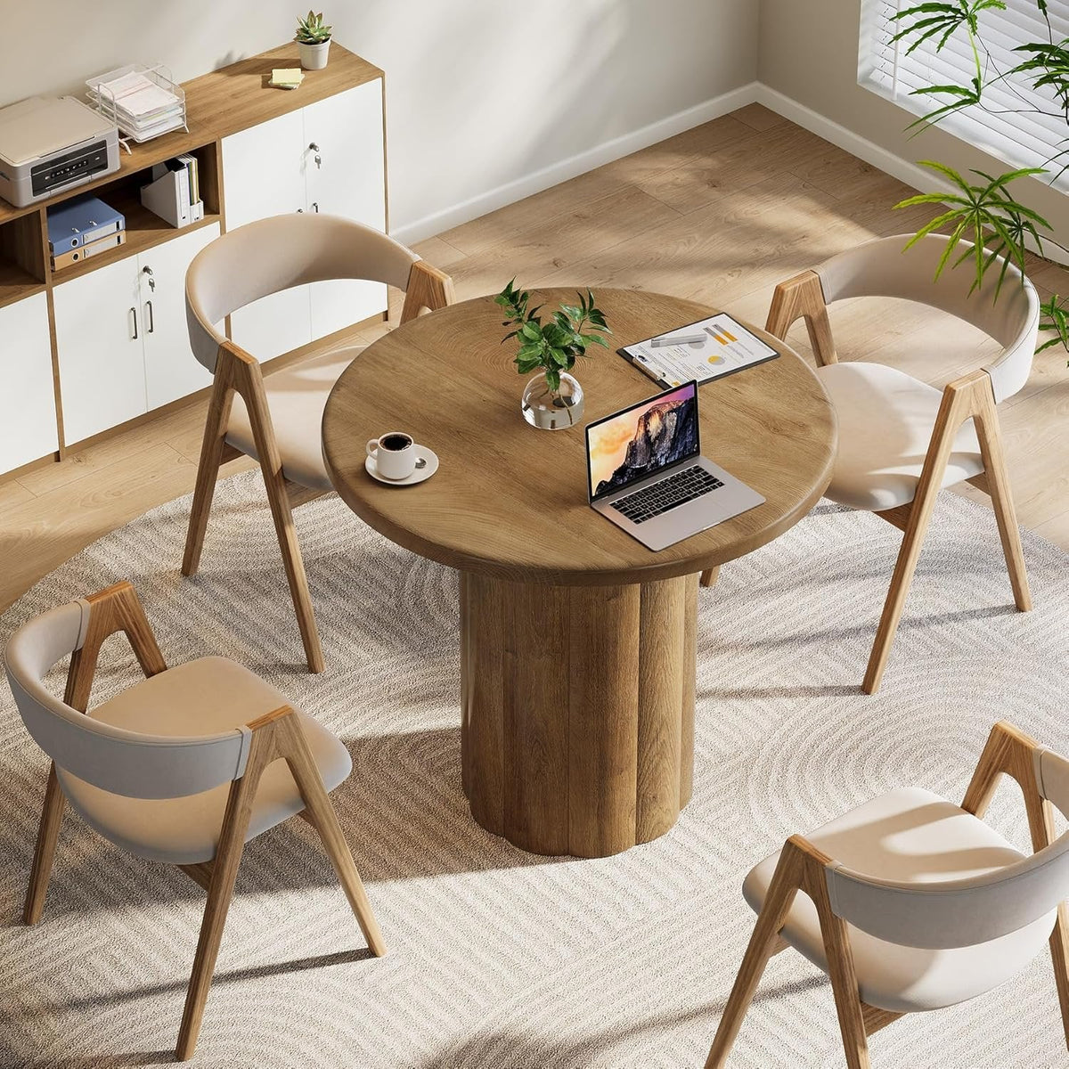 Runder Konferenztisch 80 cm braun
