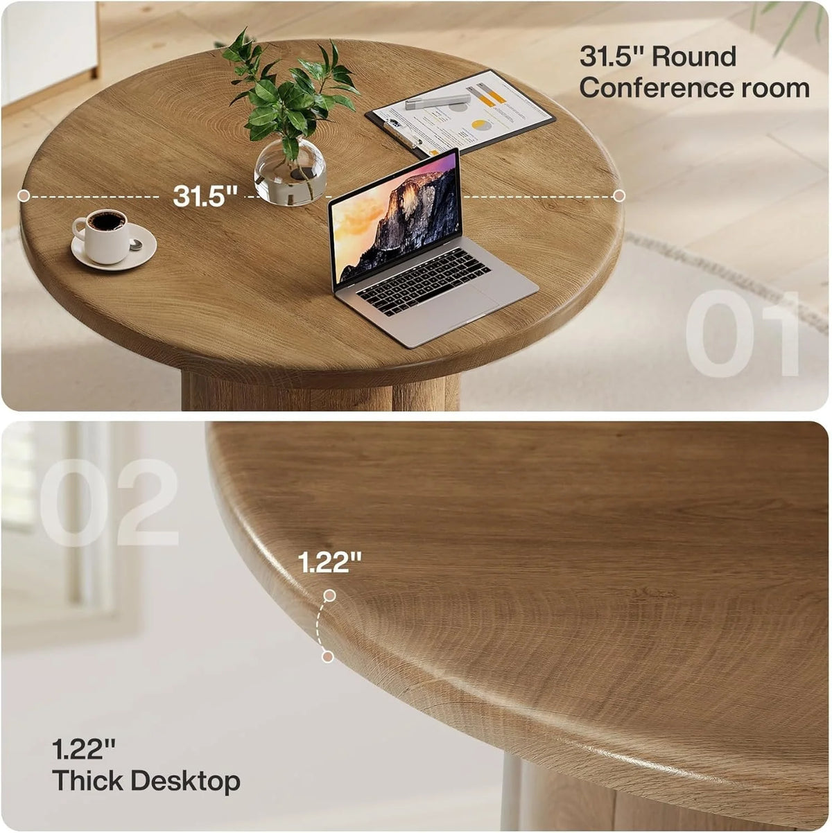 Runder Konferenztisch 80 cm braun