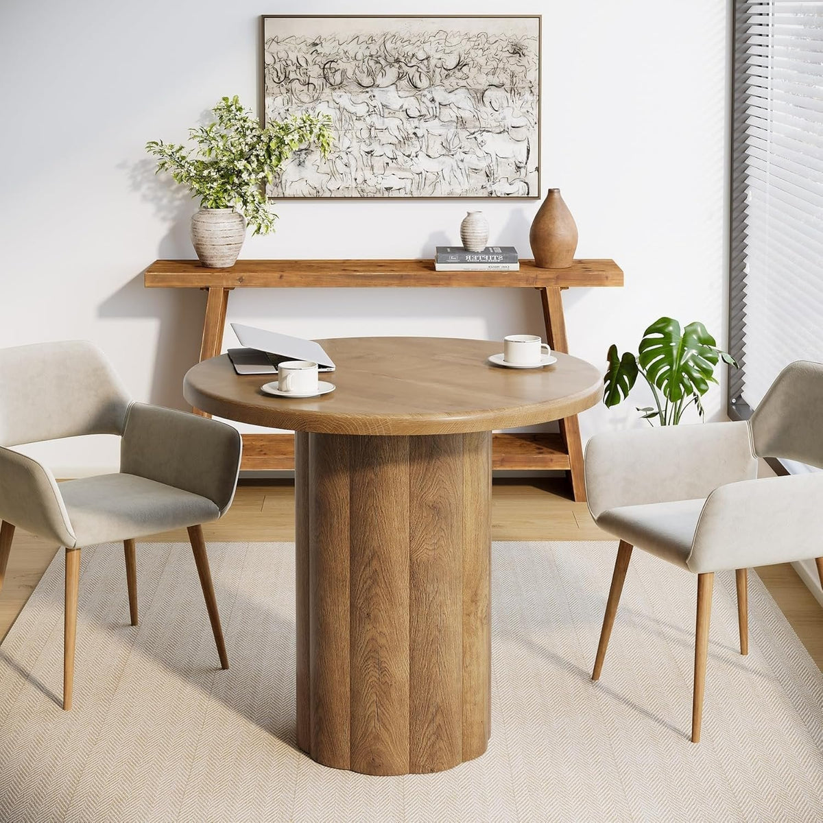 Runder Konferenztisch 80 cm braun