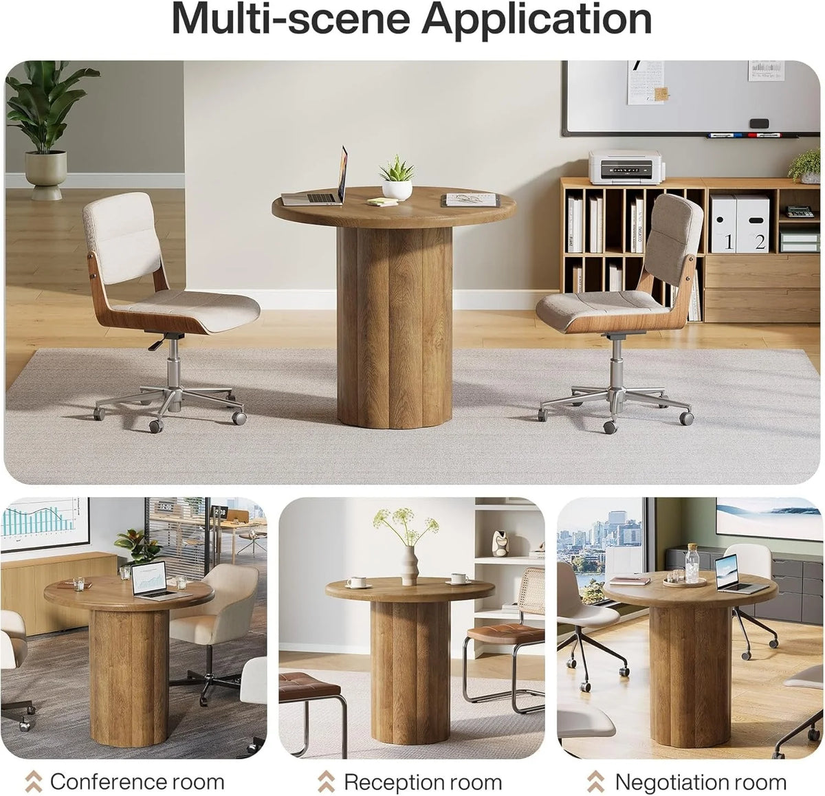Runder Konferenztisch 80 cm braun