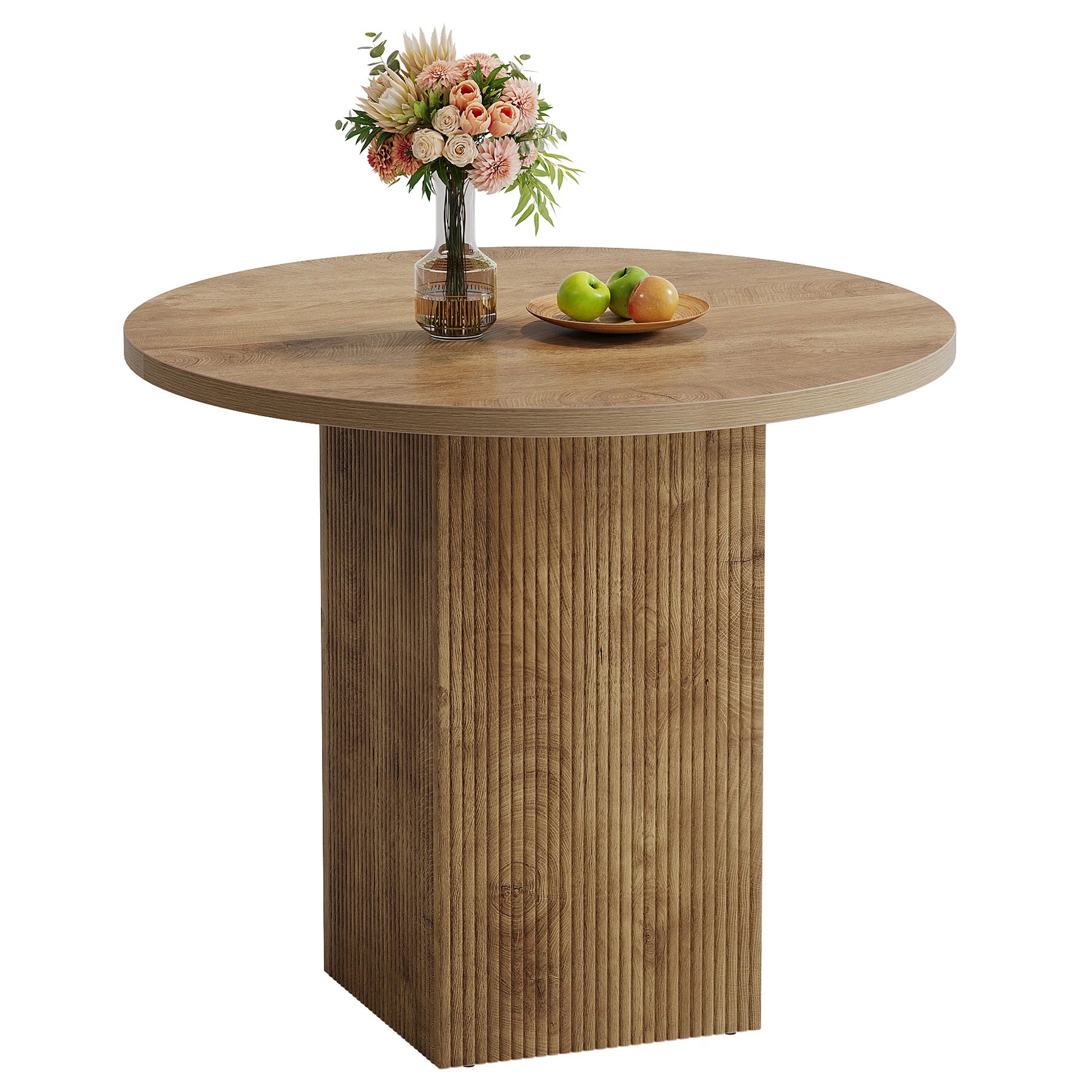 Runder Esstisch 80 cm mit geripptem Fuß