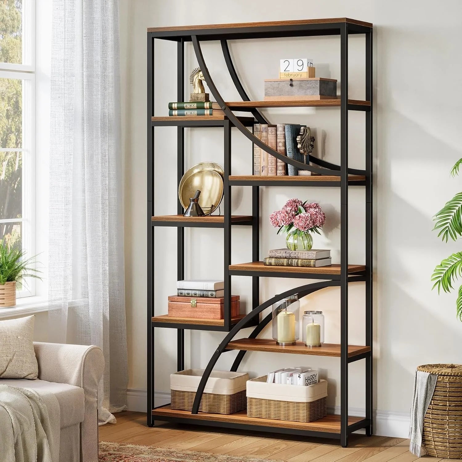 Industrielles Regal, 180 cm, 9 Böden, Braun-Schwarz