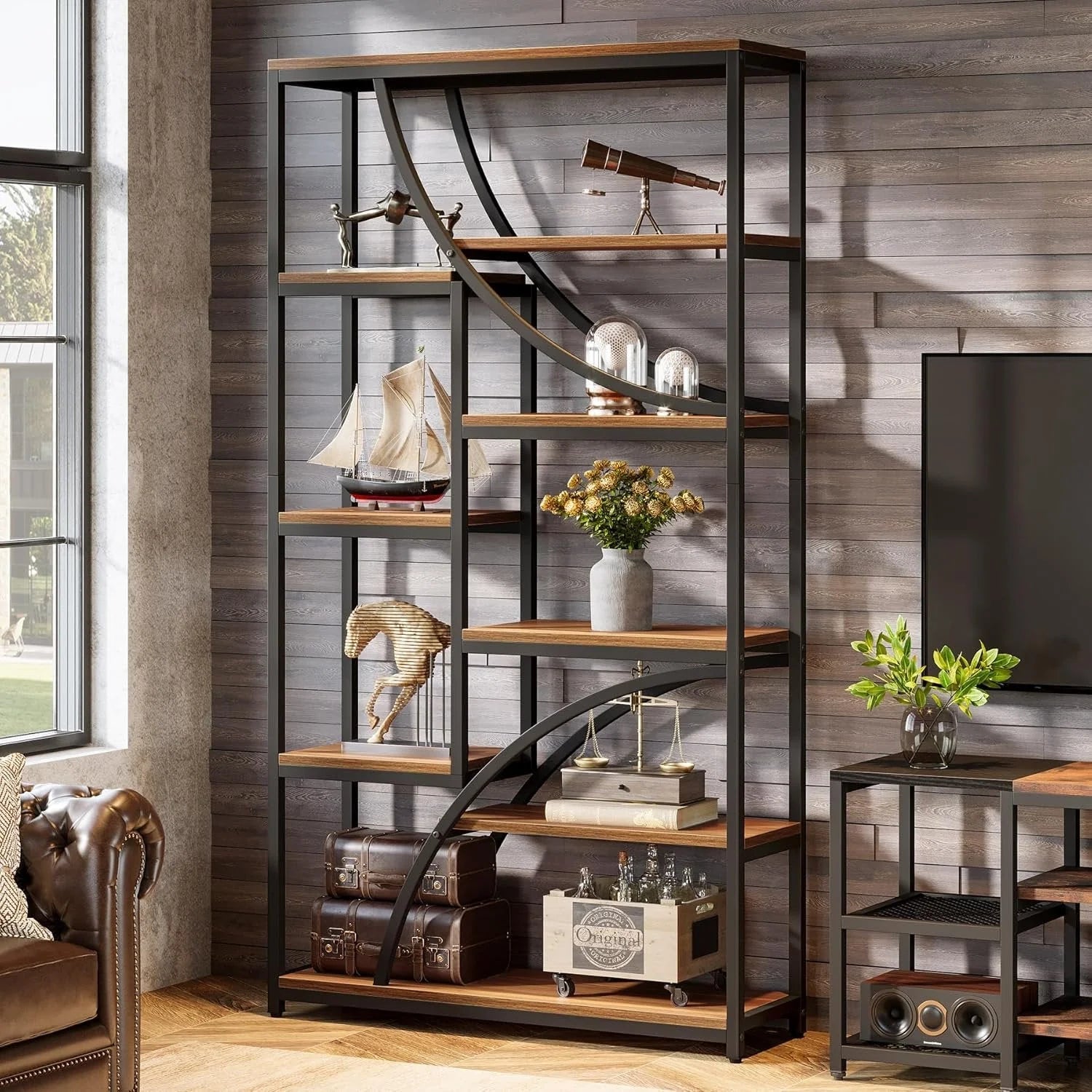 Industrielles Regal, 180 cm, 9 Böden, Braun-Schwarz