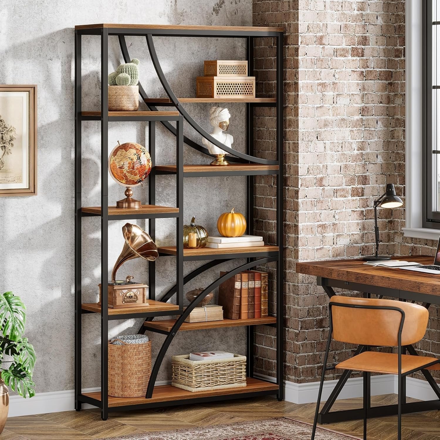 Industrielles Regal, 180 cm, 9 Böden, Braun-Schwarz