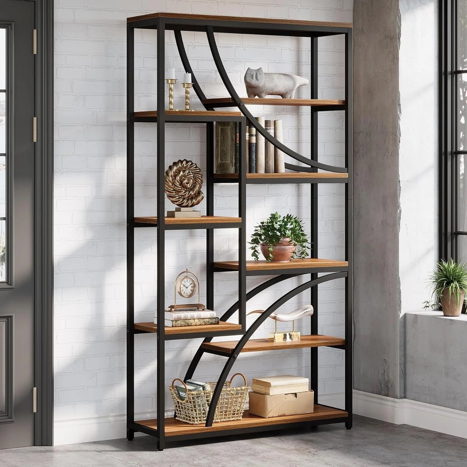 Industrielles Regal, 180 cm, 9 Böden, Braun-Schwarz