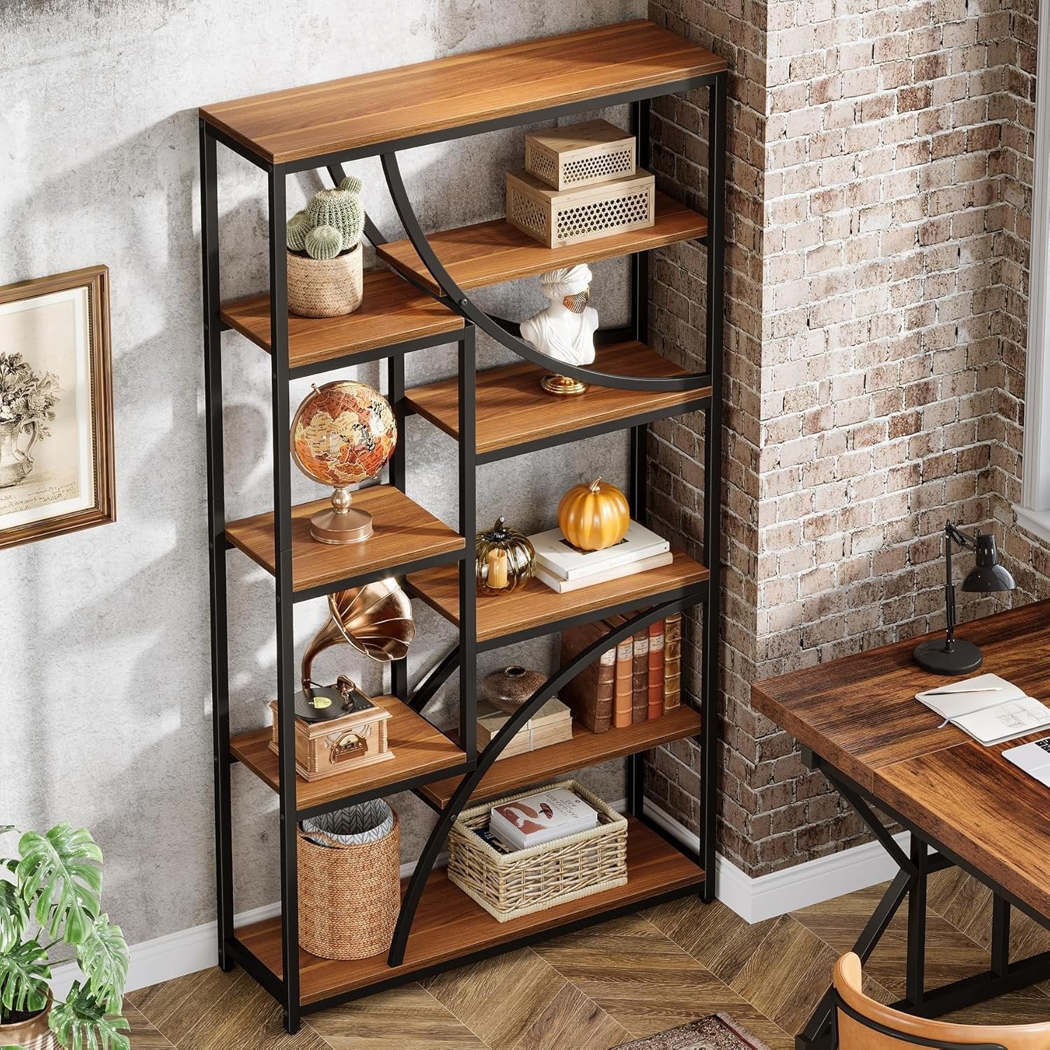 Industrielles Regal, 180 cm, 9 Böden, Braun-Schwarz
