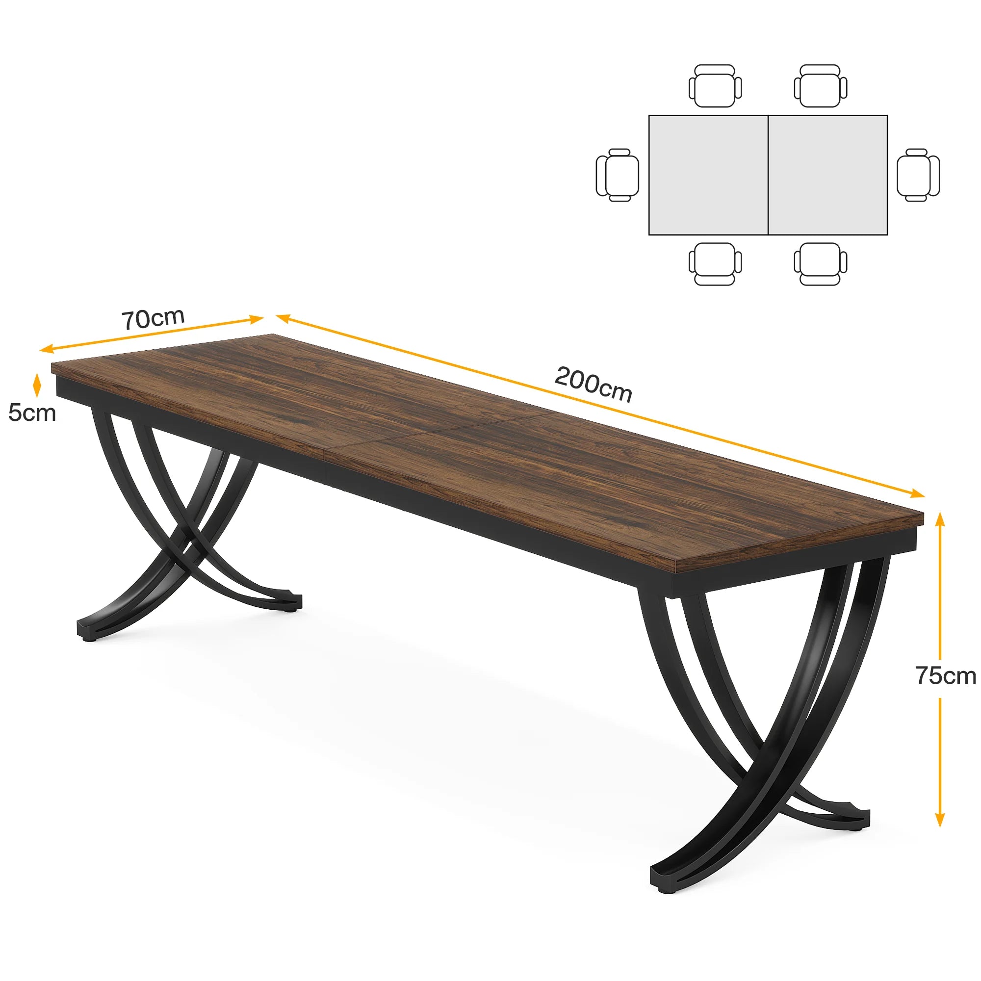 Doppel-Computerschreibtisch 200 cm für 2 Personen