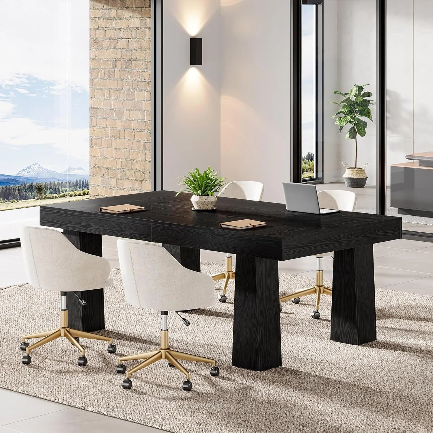 Computertisch 160 cm Industrial in Schwarz