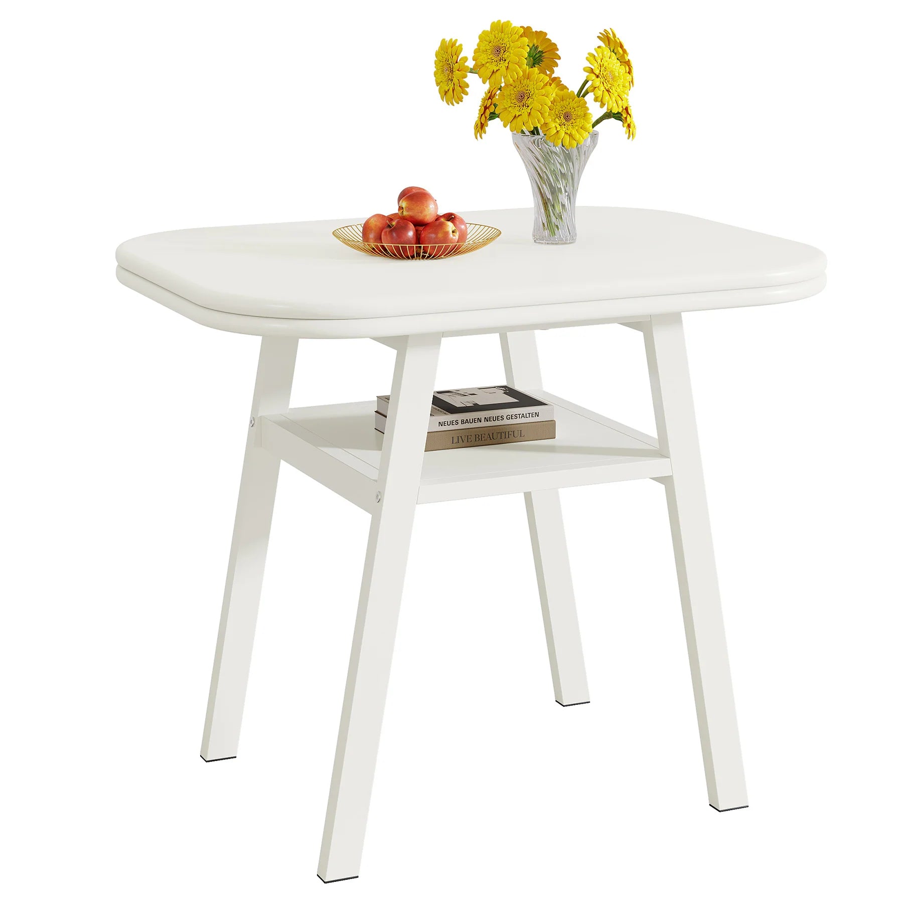 Esstisch 80 cm mit Ablage und Metallgestell