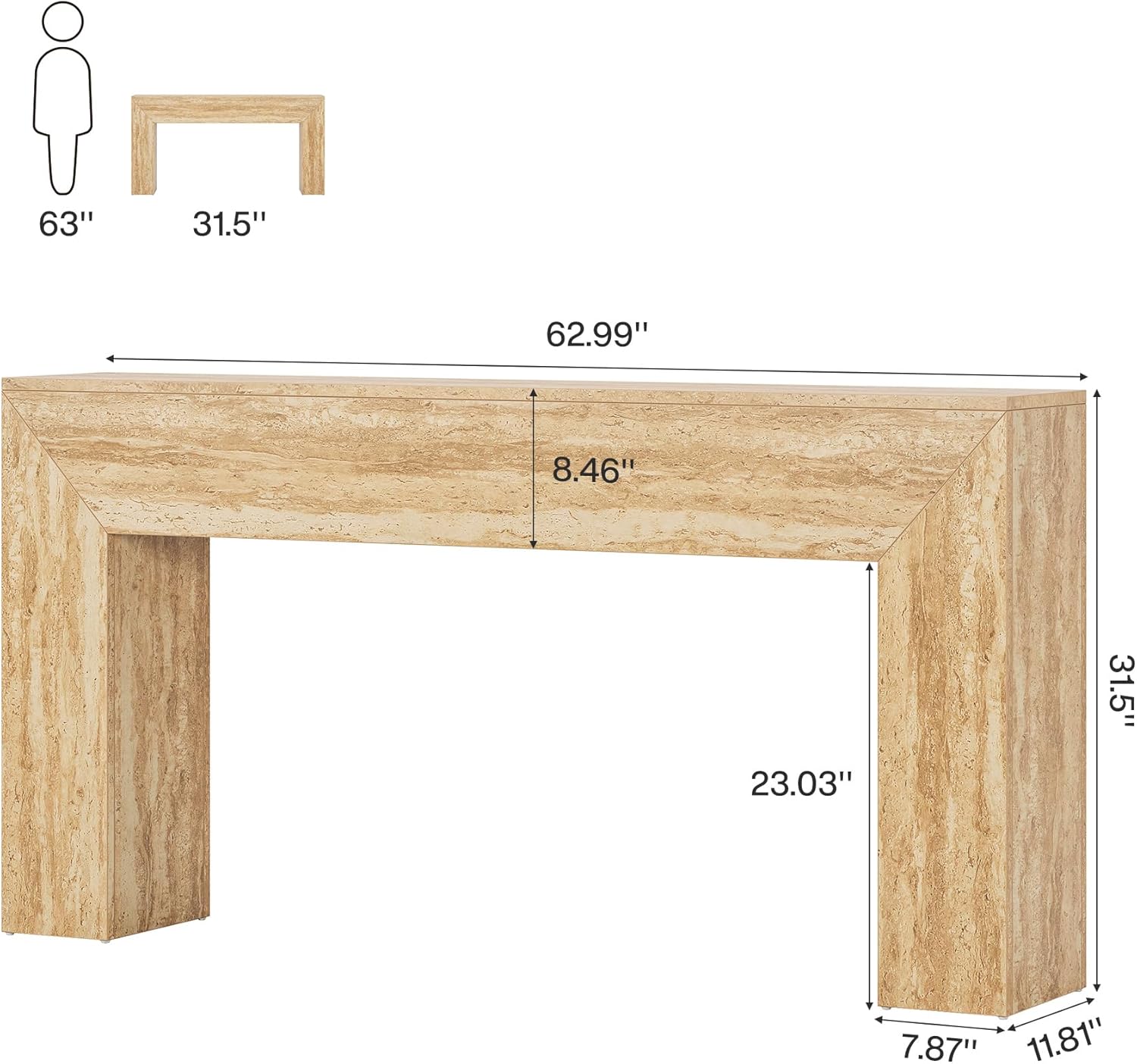 Konsole 160 cm mit Travertin-Imitat