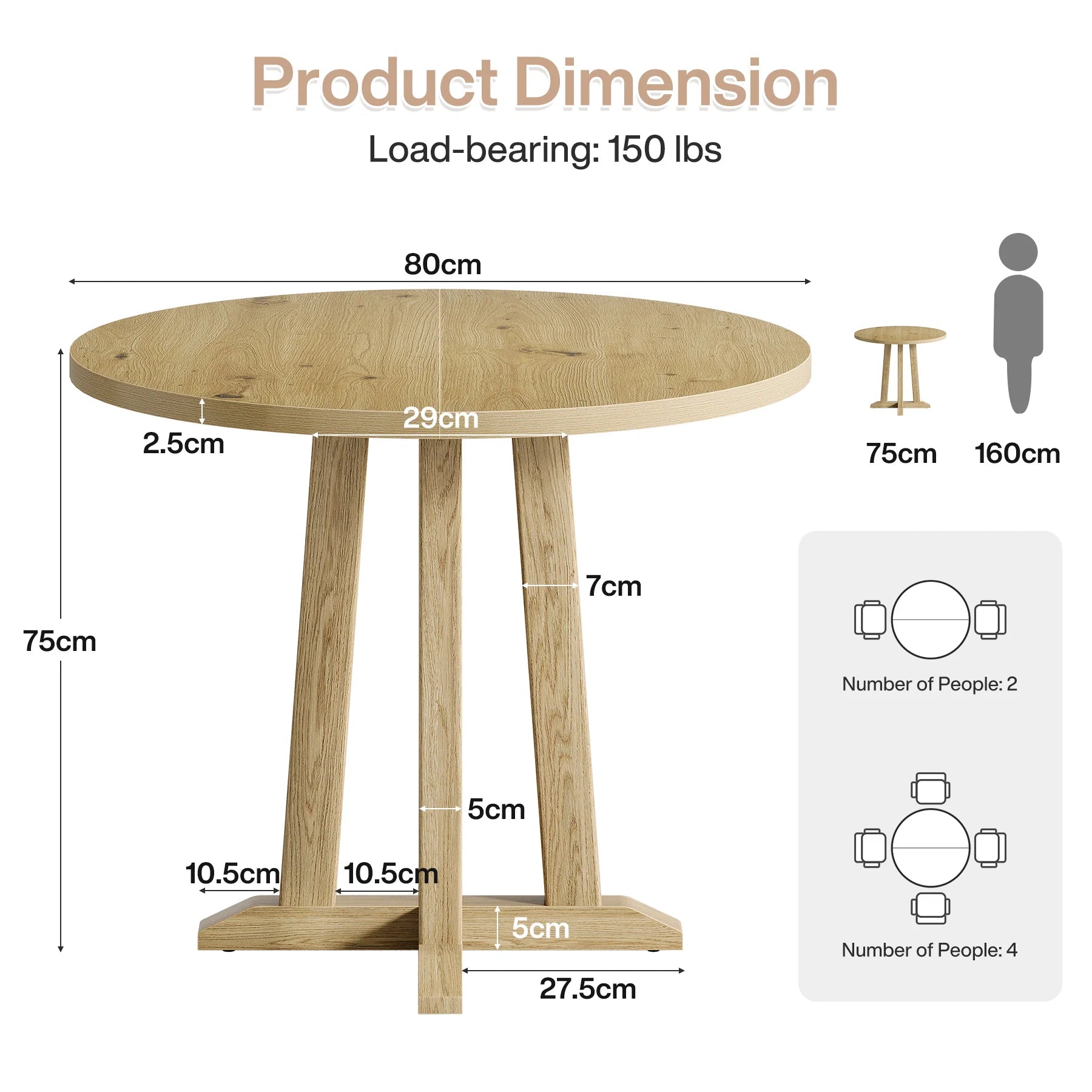 Runder Esstisch Farmhouse 80 cm