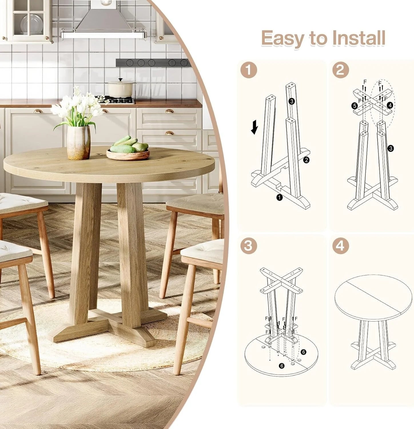 Runder Esstisch Farmhouse 80 cm