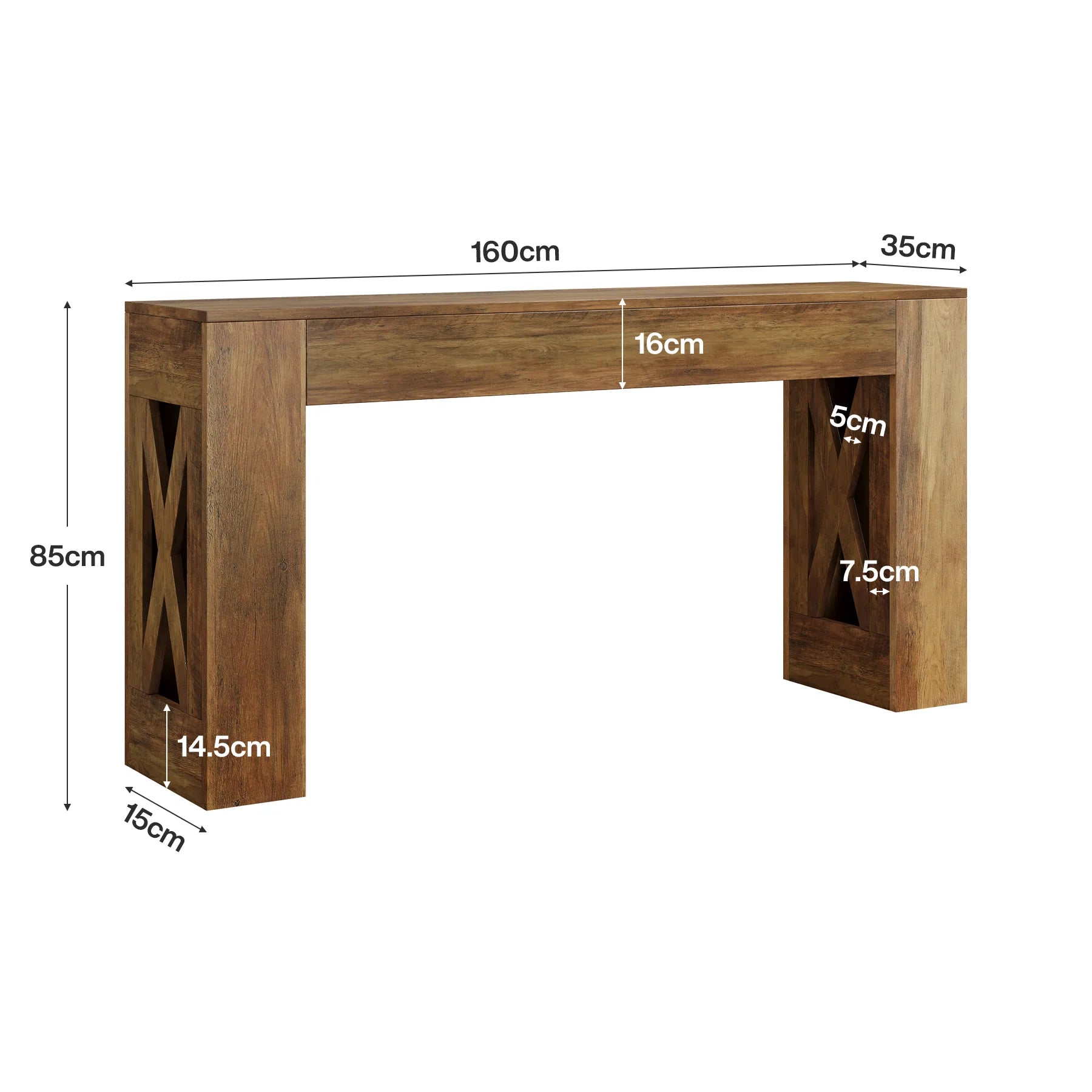 Landhauskonsole 160 cm mit 2 Schubladen