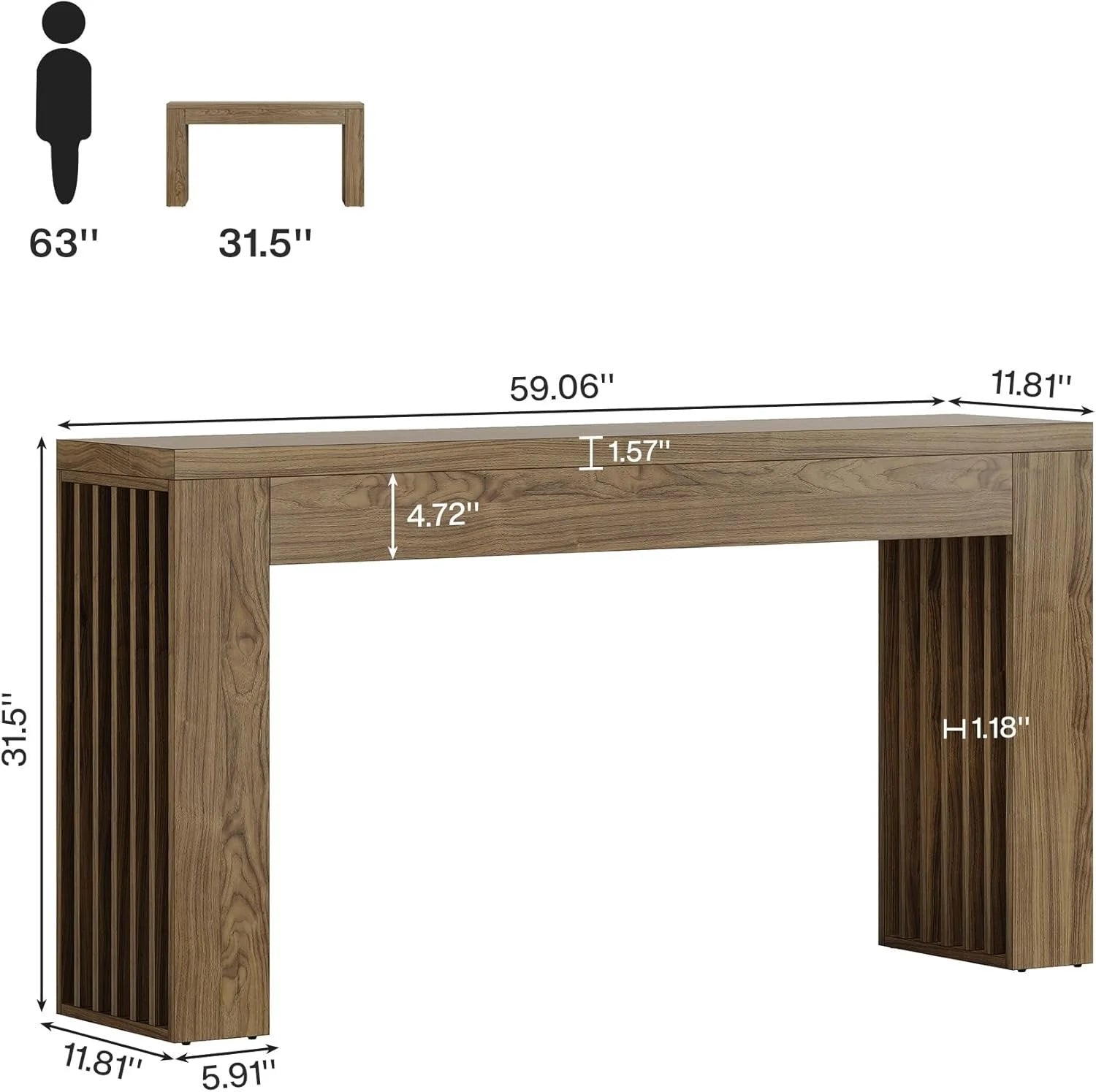 Konsolentisch im Landhausstil 150 cm, braun