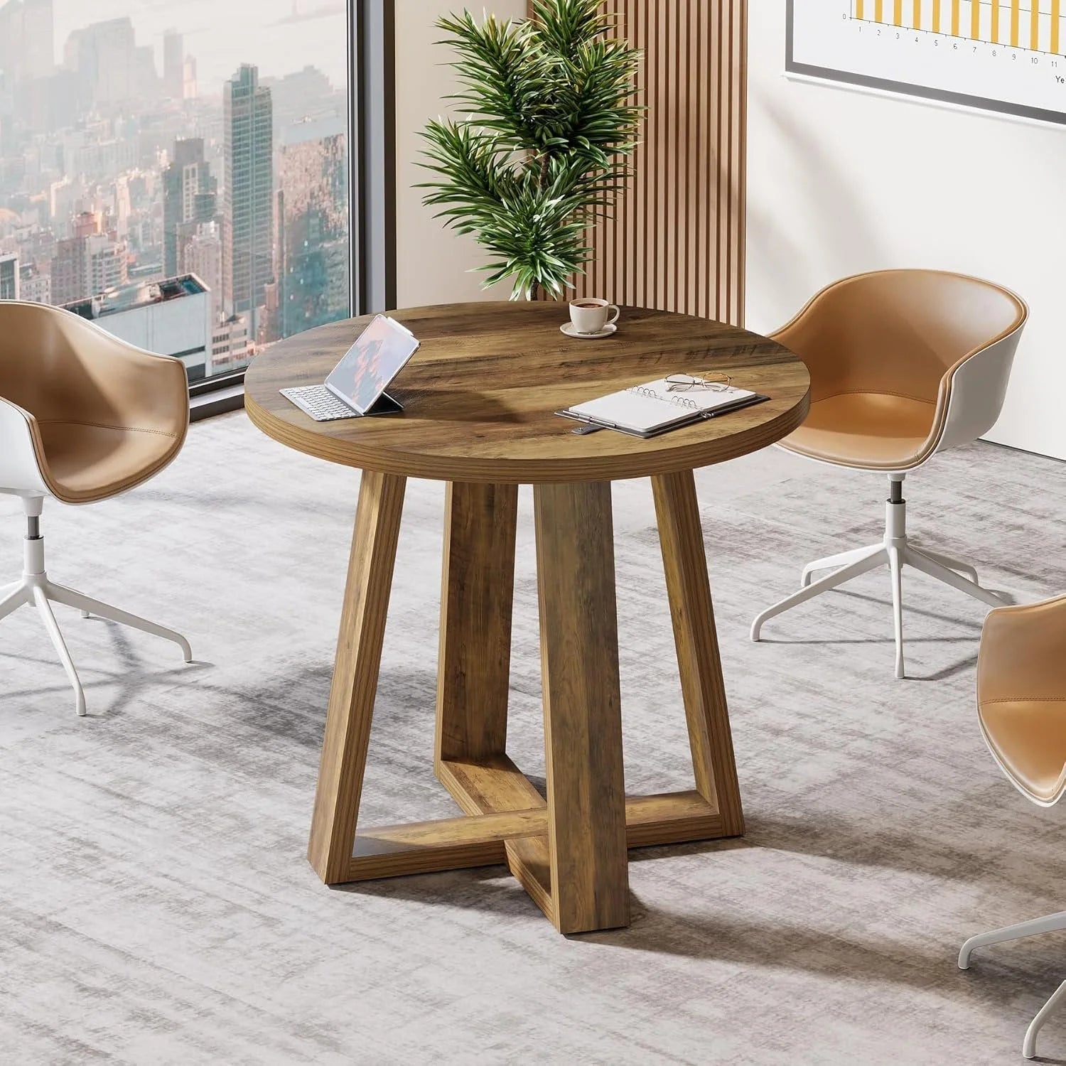 Runder Konferenztisch 80 cm, braun