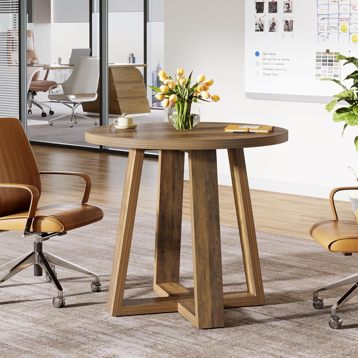 Runder Konferenztisch 80 cm, braun