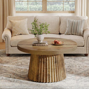 Runder Couchtisch 80 cm mit gewelltem Untergestell
