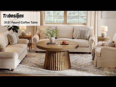 Runder Couchtisch 80 cm mit gewelltem Untergestell