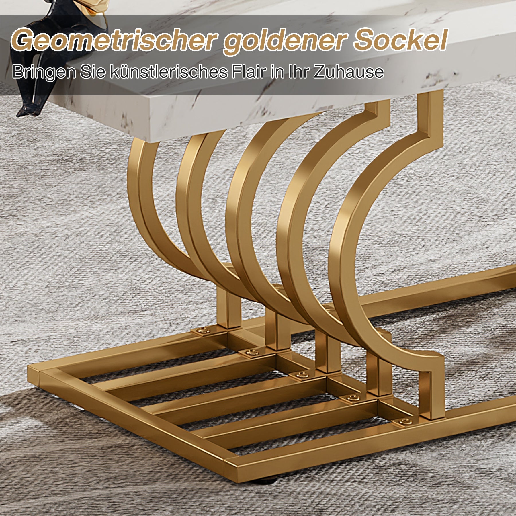 Moderner Couchtisch mit geometrischem Untergestell
