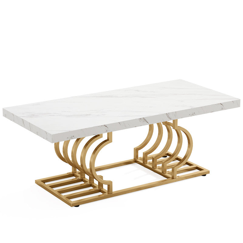 Moderner Couchtisch mit geometrischem Untergestell