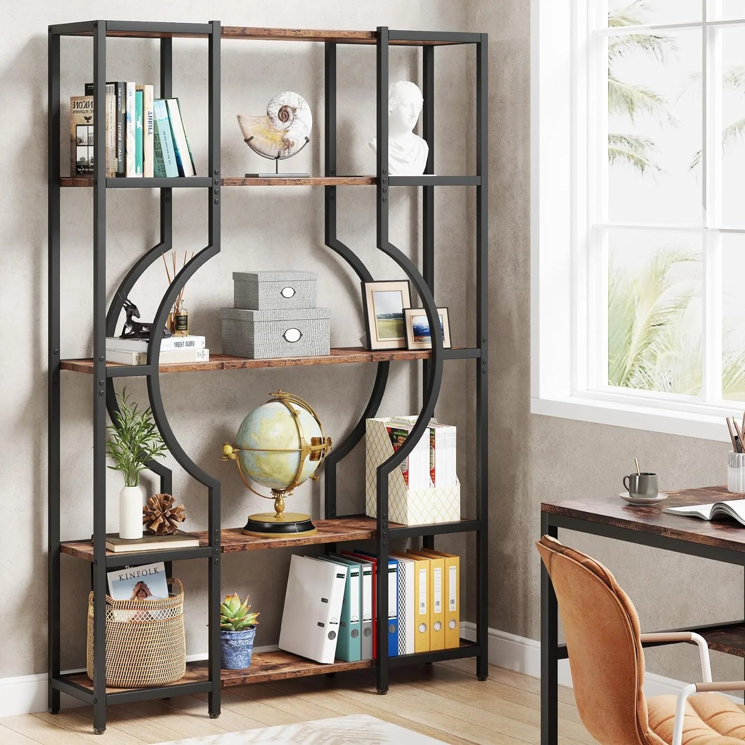 Bücherregal 5-stöckig Vintage Schwarzbraun