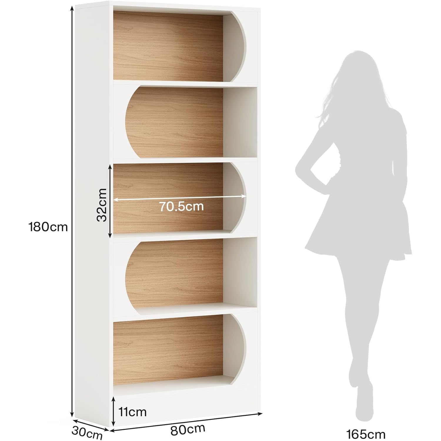 Modernes 5-stöckiges Regal, 180 cm