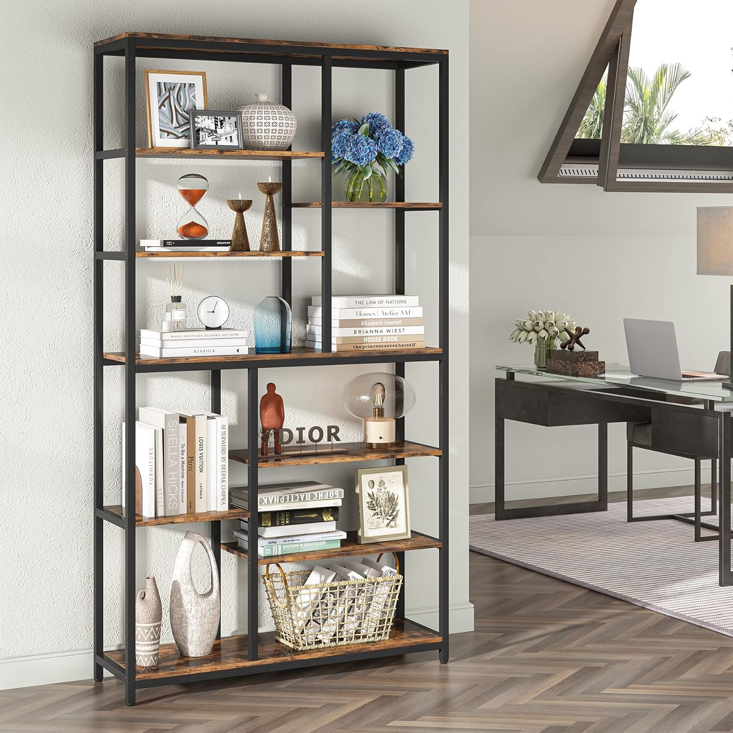 Freistehendes Bibliotheksregal mit 9 Fächern